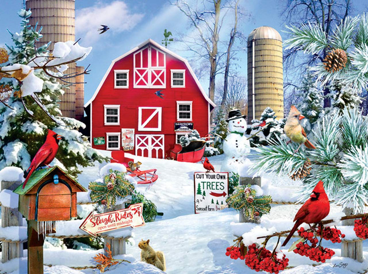 SUNSOUT INC - A Snowy Day on The Farm - 300 pc Jigsaw Puzzle by Artist: Lori Schory - Finished Size 18" x 24" Christmas - MPN# 35013