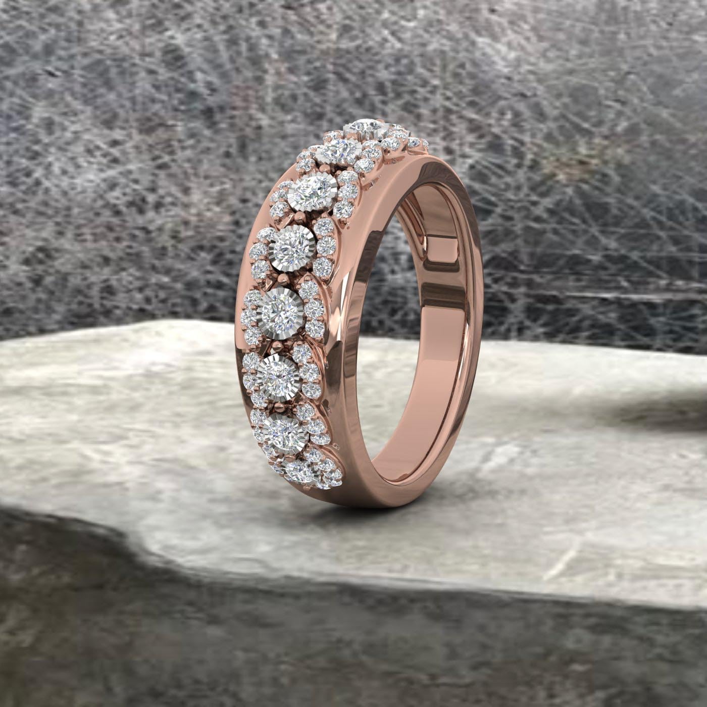 1/2 Carat Diamond Wedding Band Ring in 925 Sterling Silver or 18K Yellow Gold over Sterling Silver