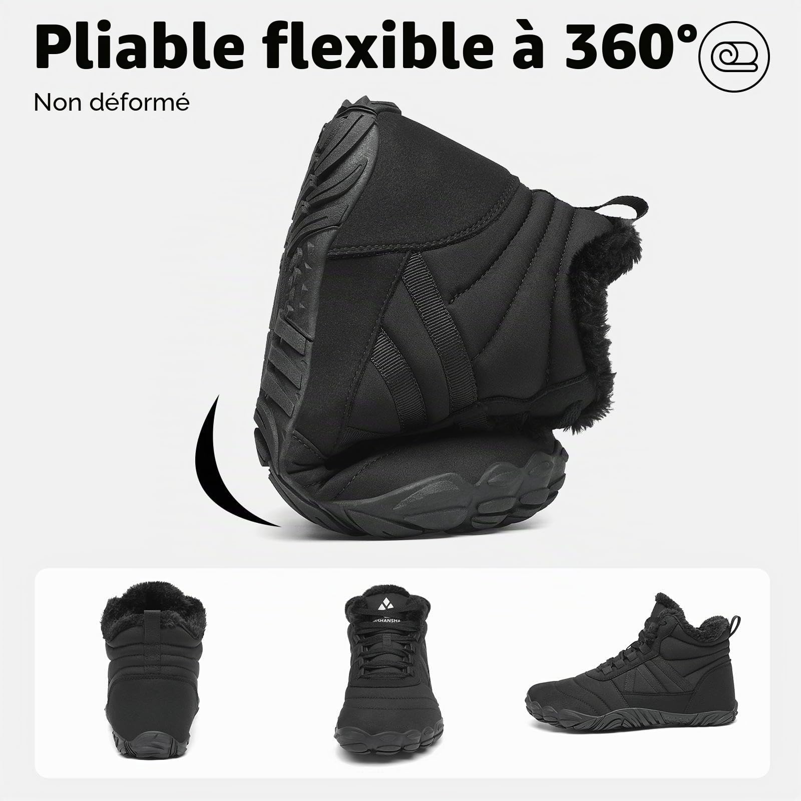 Mishansha Bottes Hiver Chaudes Bottine Neige Chaussures Minimalist Gr.36-48