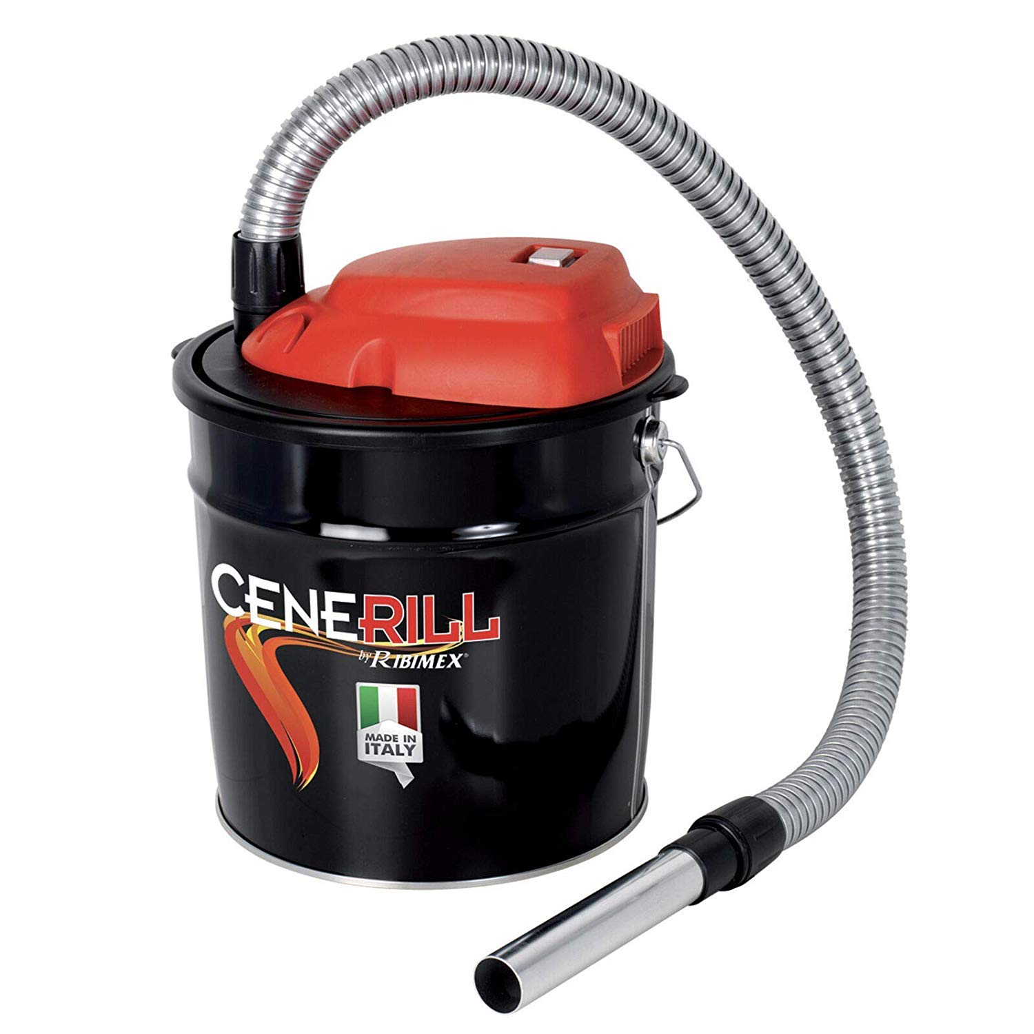 Aspiracenere elettrico in Metallo 18 Litri CENERIX 1.200 Watt con funzione Soffiante; Filtro HEPA lavabile + Tubo flessibile in metallo 1,10 m con lancia 20 cm