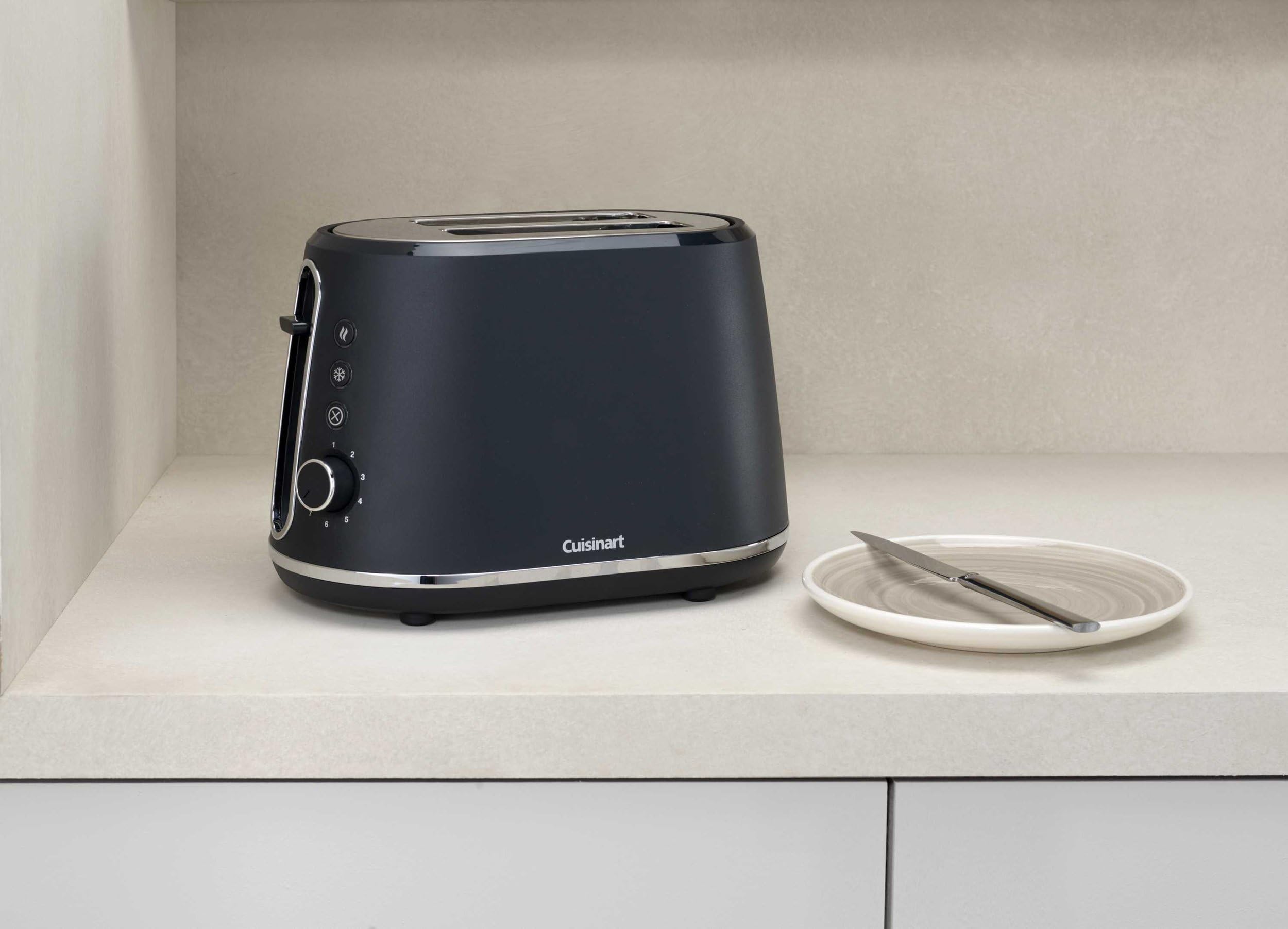 Cuisinart Tostadora de 2 rebanadas | Ranuras extra profundas, ideales para pan grueso y rosquillas | Palanca de elevación | 7 niveles de tostado más descongelación | Disponible hervidor a juego | Gris