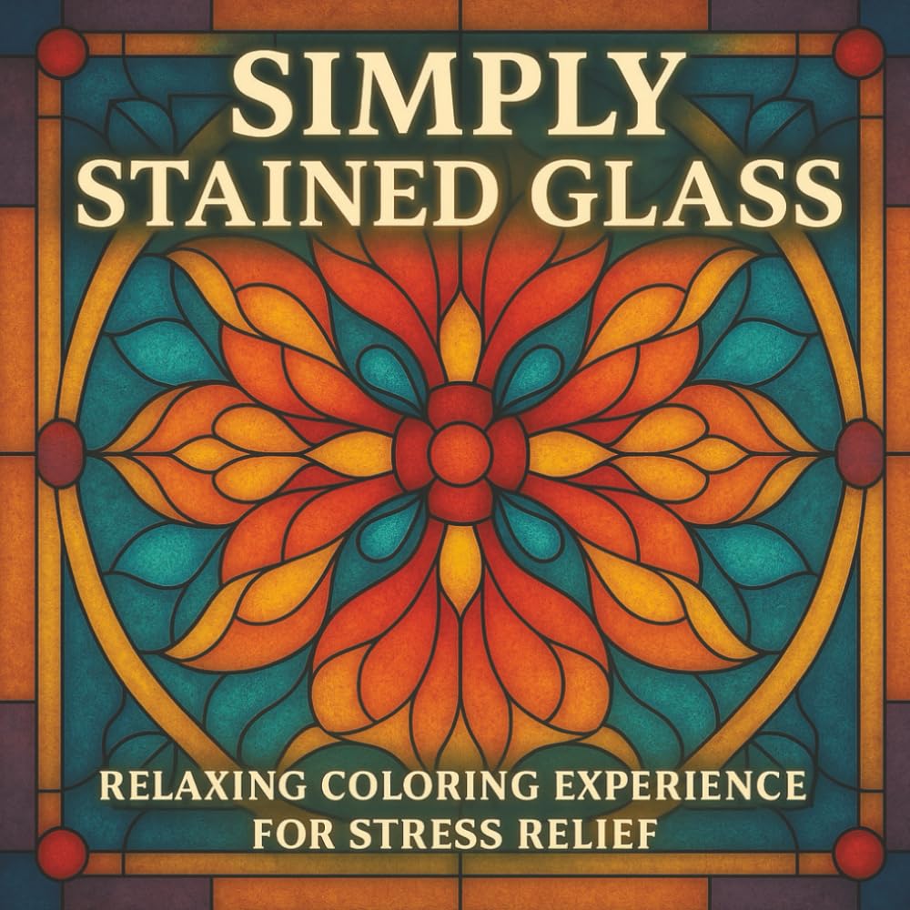 Simply Stained Glass: A Stained Glass Coloring Book for Adults Featuring Geometric Patterns, Bold Lines, and Peaceful Designs for Stress Relief (Simply Stained Glass Coloring Books)