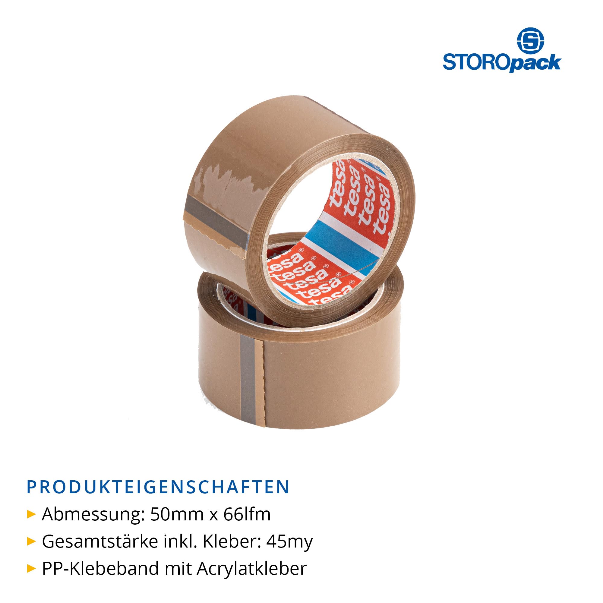 72 Rollen Tesa 64014 PP Klebeband braun 50mm breit 66 lfm leise abrollend