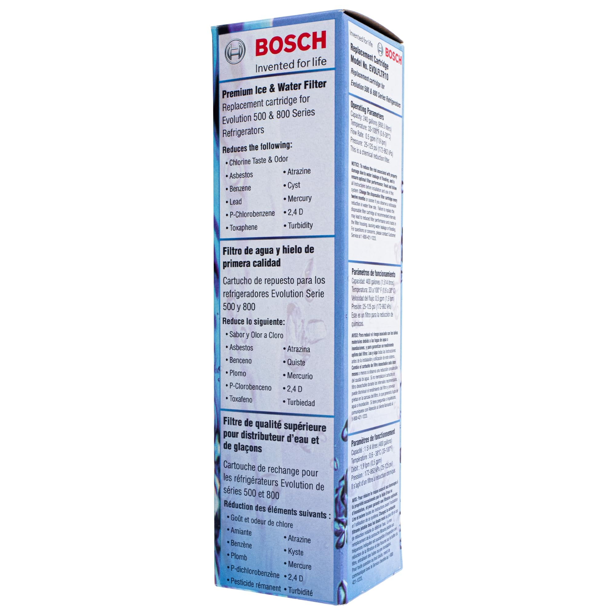 EVOLFLTR10 Filtro de agua | Cartucho de filtrado compatible con Balay, Bosch, Siemens, Neff, Kuppersbusch frigorífico americano - sustituye a los modelos CS-52 CS52 00640565 640565