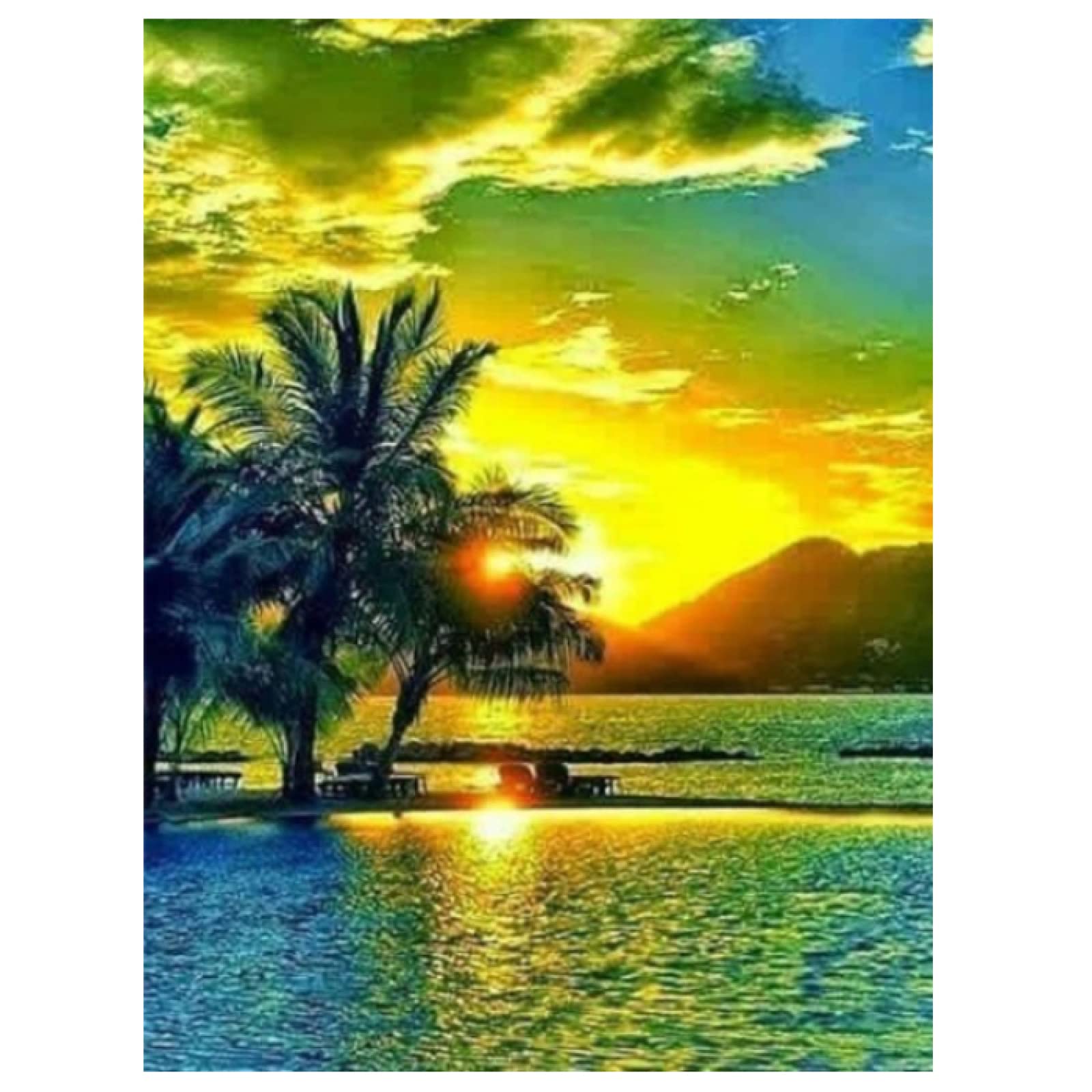 Peinture au diamant 5D kit complet arbre coucher de soleil contre le stress décoration maison - 8