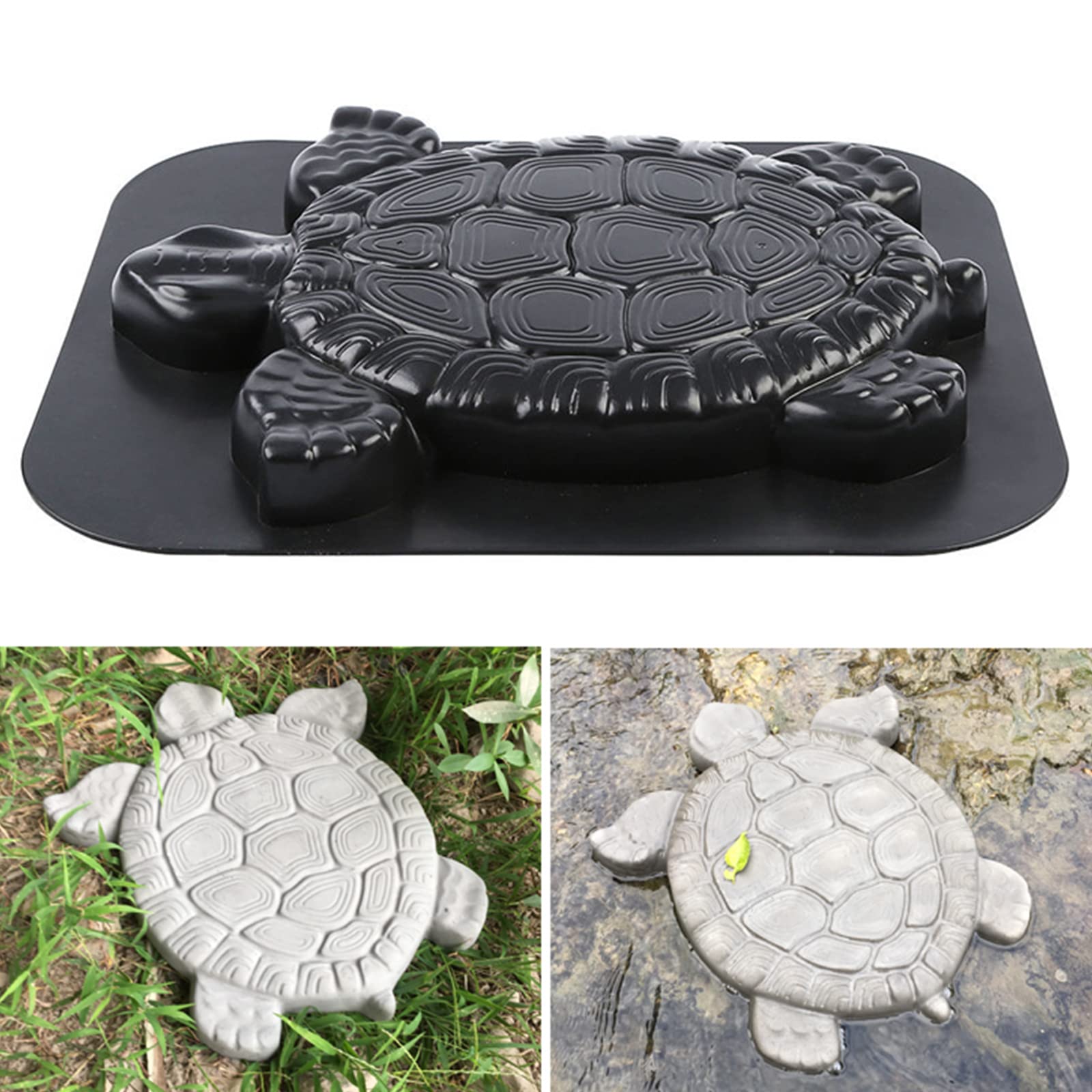 Generic Tortoise Concrete Cement Mold, Reusable Path Maker Mold, DIY Walkway Stepping Stones Mold, Turtle Decor Mold for Garden Walkway, Personalized Manual Garden Lawn Stepping Stones (1PCS), Black