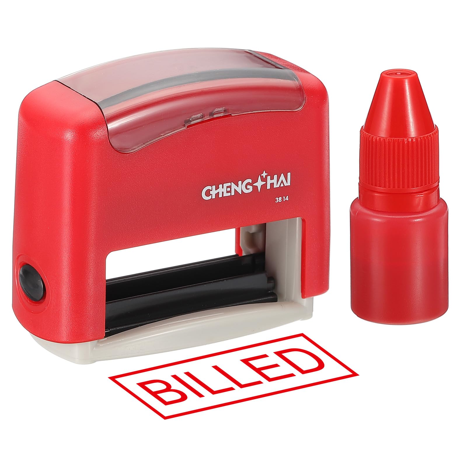 YOKIVE Billed Self Inking Rubber Stamp, Office Ink Business Stamp for Office Documents Paperwork, Warehouse, Label (Red)