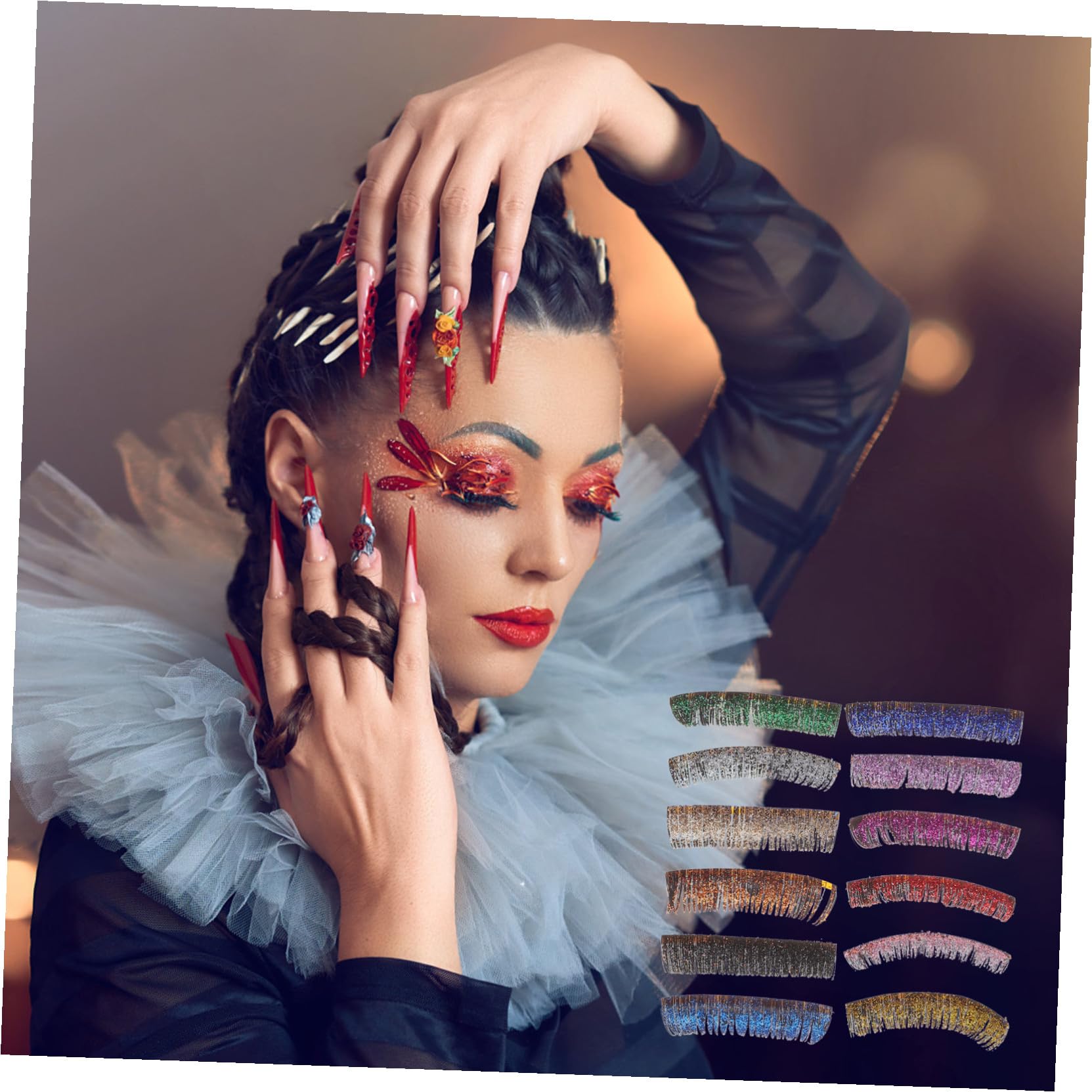 minkissy Ciglia Glitteraye 30 Paia Glitter Ciglia Finte Extension Ciglia Glitterate Estensioni Delle Ciglia Finte Estensione Delle Ciglia Colorate Ciglia Con Pelliccia Colorata Ciglio Fibra