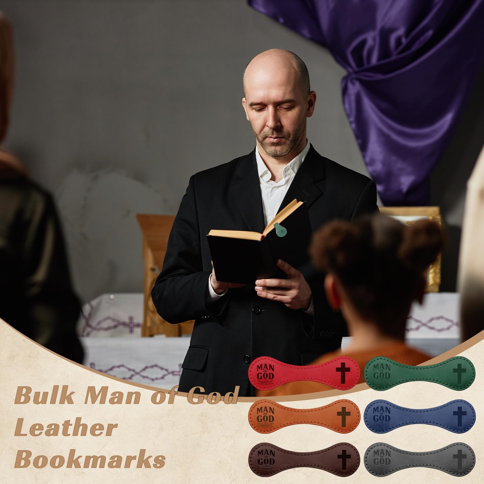 Skyygemm 24 Stück christliche Lesezeichen Mann Gottes magnetisches Leder-Lesezeichen Bulk, magnetische Lesezeichen-Clips, religiöse Lesezeichen, Seitenmarkierungen, Schriften, Lesezeichen für Männer