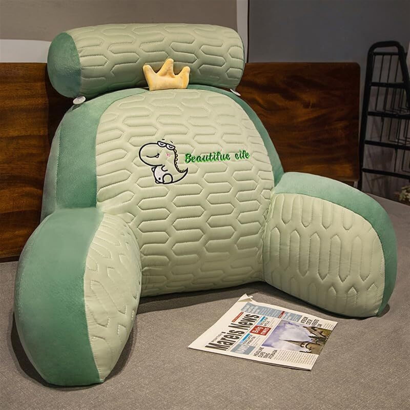 MYXJX back support cushion, Pillows to Relieve Pain Ergonomic Lumbar Support Cushion Detachable and Washable Cuddle Cushions(Dinosaur,L)