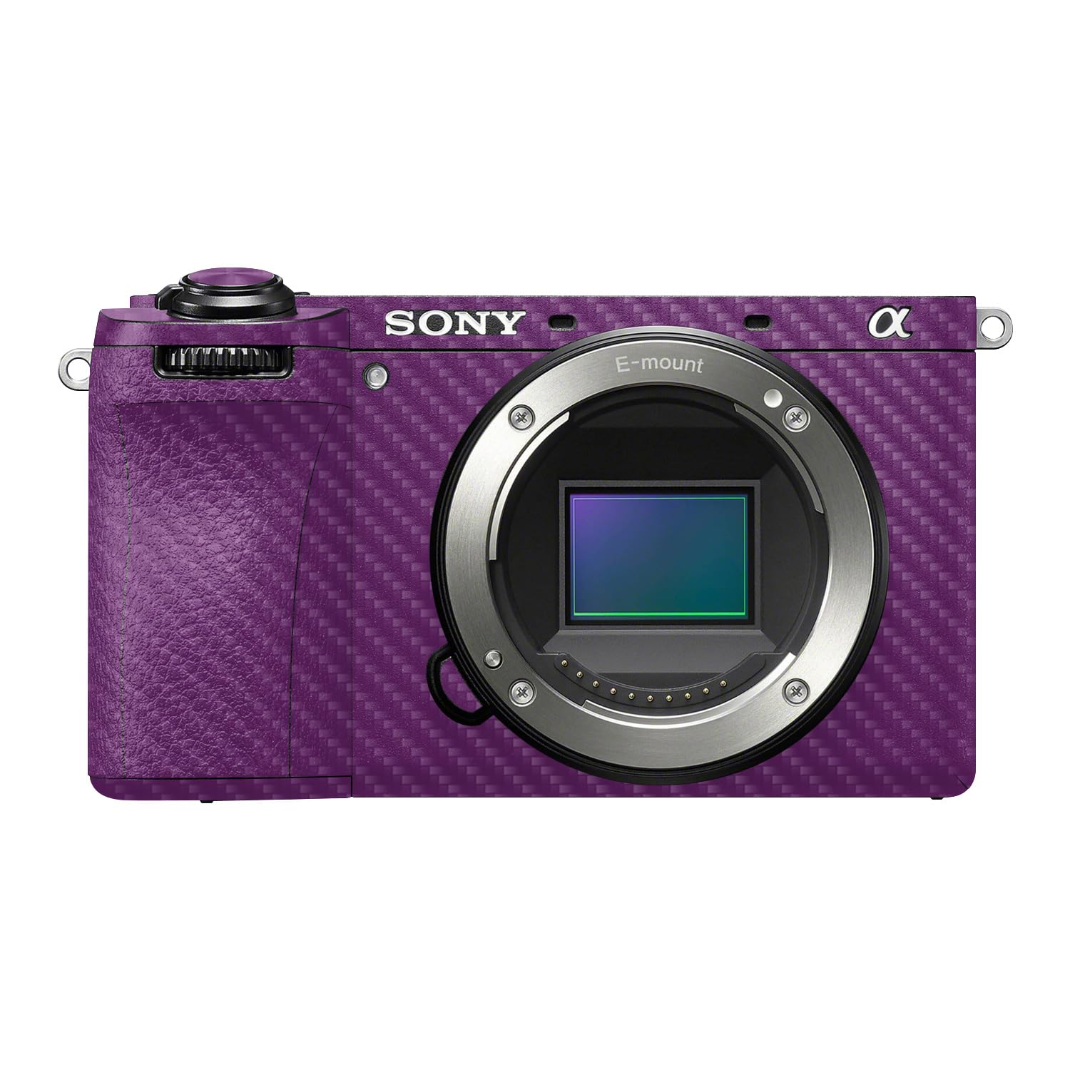 Carbon Fiber Camera Skin Compatible with Sony A6700 Mirrorless Camera (2023) - Solid Purple - Premium 3M Vinyl Protective Wrap Decal Cover - Easy to Apply | Crafted in the USA by MightySkins