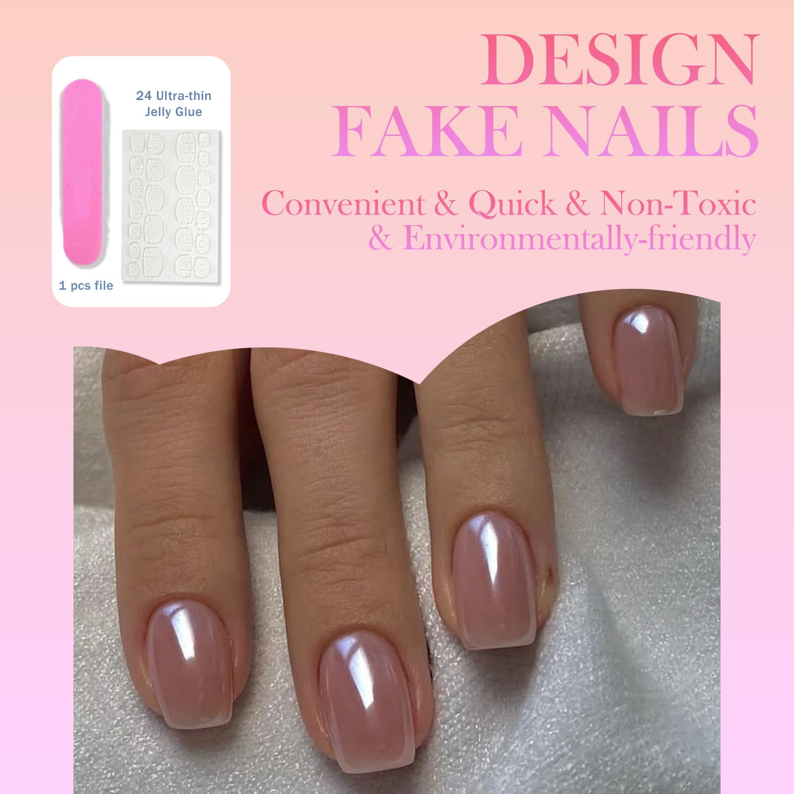 24Pcs Oval Nail Tips in Nude Pink - Image 3
