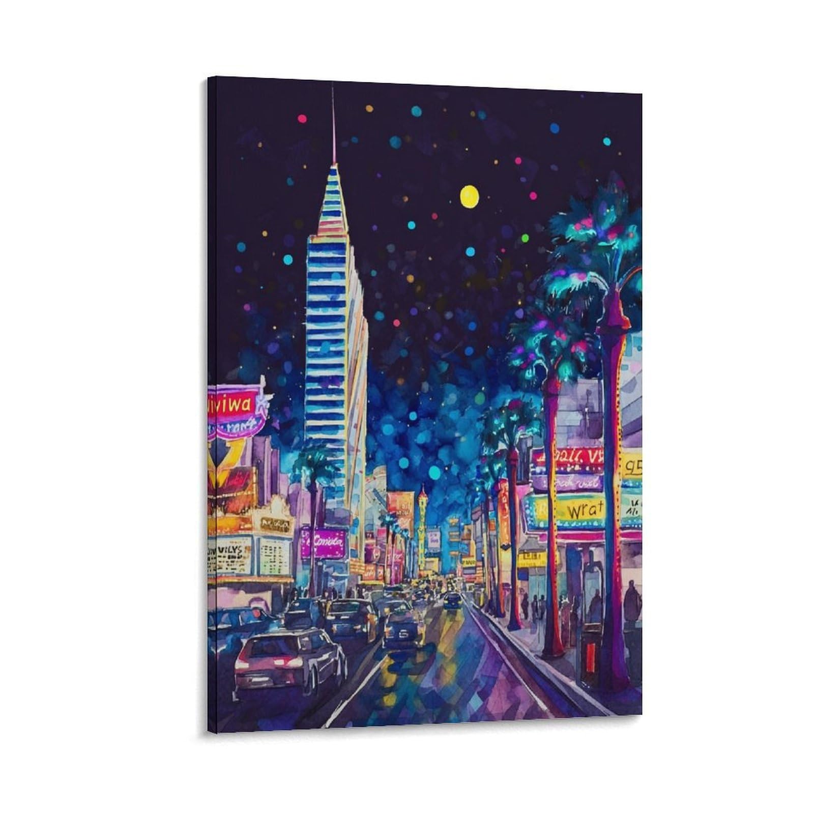 ZBBGGOZ Las Vegas Poster 20x30inch(50x75cm) Vintage Watercolor Canvas Art