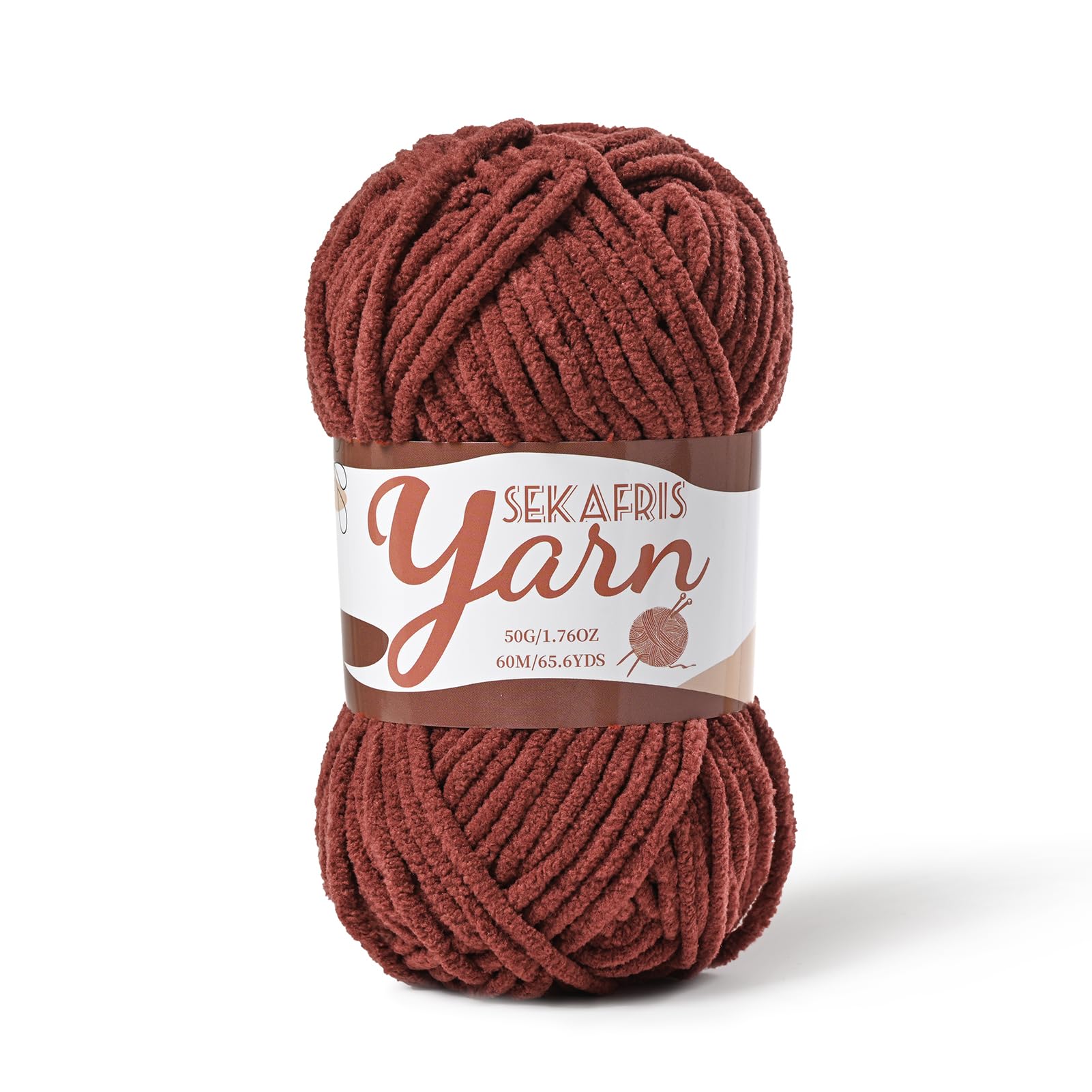 Chenille Yarn for Crocheting Plush Blanket Crochet Yarn Coffee