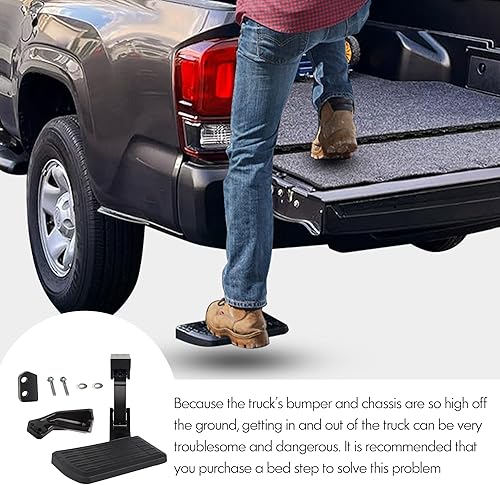 Miniatura 4 de Escalón de la plataforma trasera compatible con Toyota Tacoma 2012 2013 2014 2015 2016 2017 2018 2019 2020 2021 2022 2023 escalón plegable retráctil