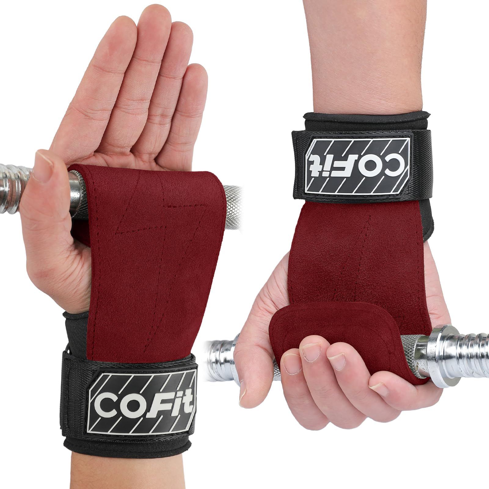 COFIT Cinghie da Polso per Sollevamento Pesi, Fascette da Polso per Allenamento con Doppio Strato di Pelle Oxford, Presa Migliorata per Una Protezione Ottimale di Mano e Polso