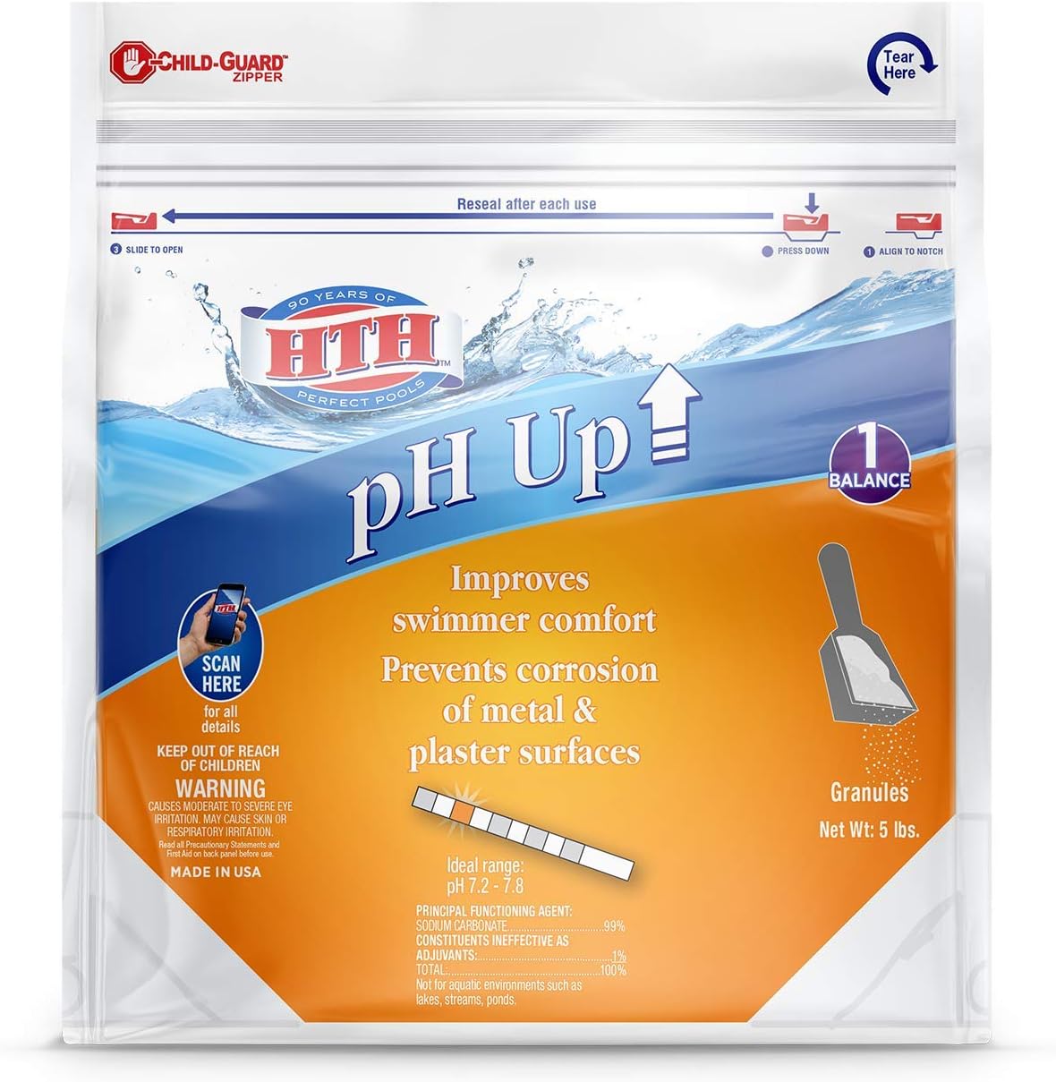 HTH 67031 pH Up Balancer for Swimming Pools, 5 lbs Patio