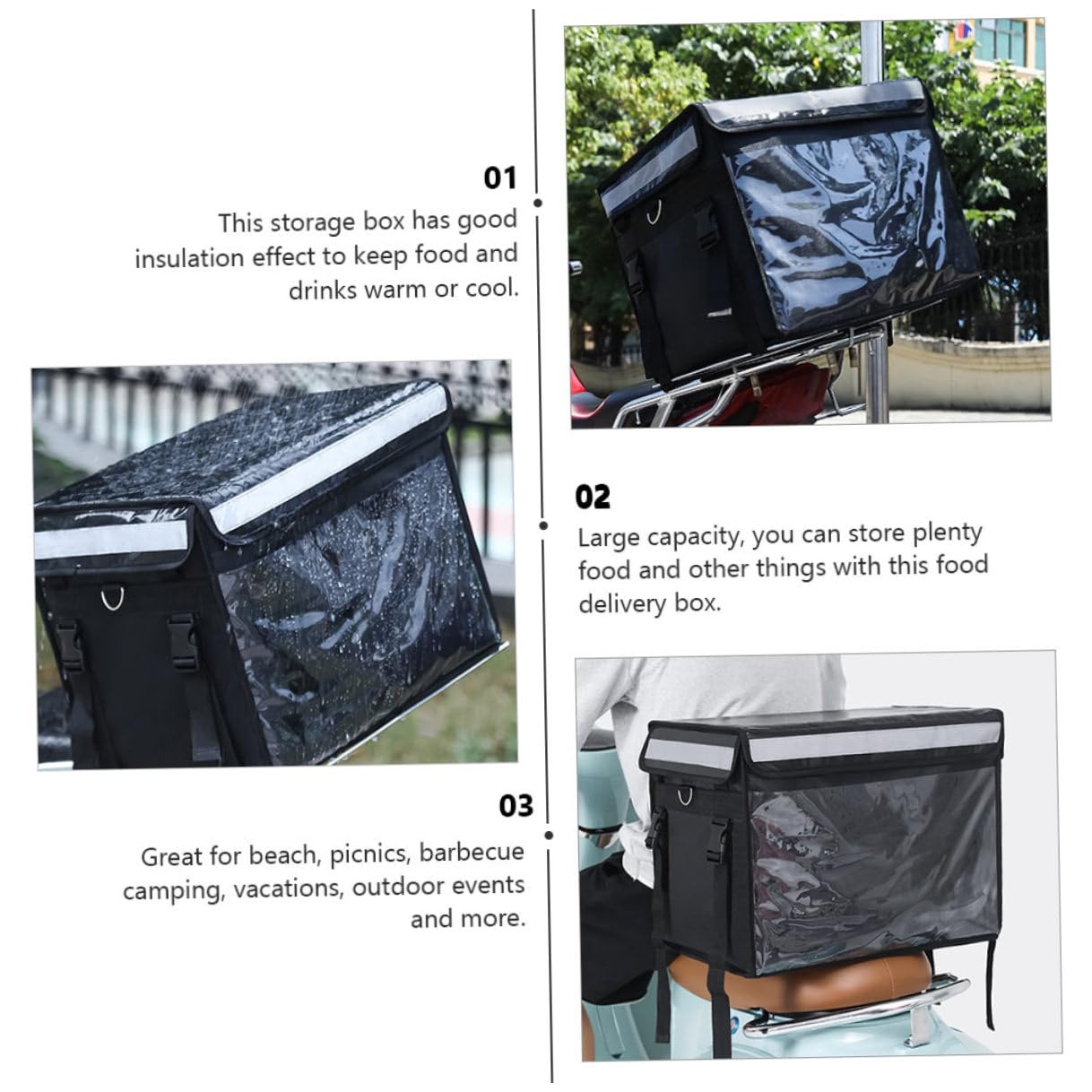 Contenitore Isotermico per Mantenere Cibo e Bevande Calde o Fredde Grande capacità Nero da 32l Oxford Rivestimento in Alluminio per Alimenti per Picnic ed Eventi Outdoor