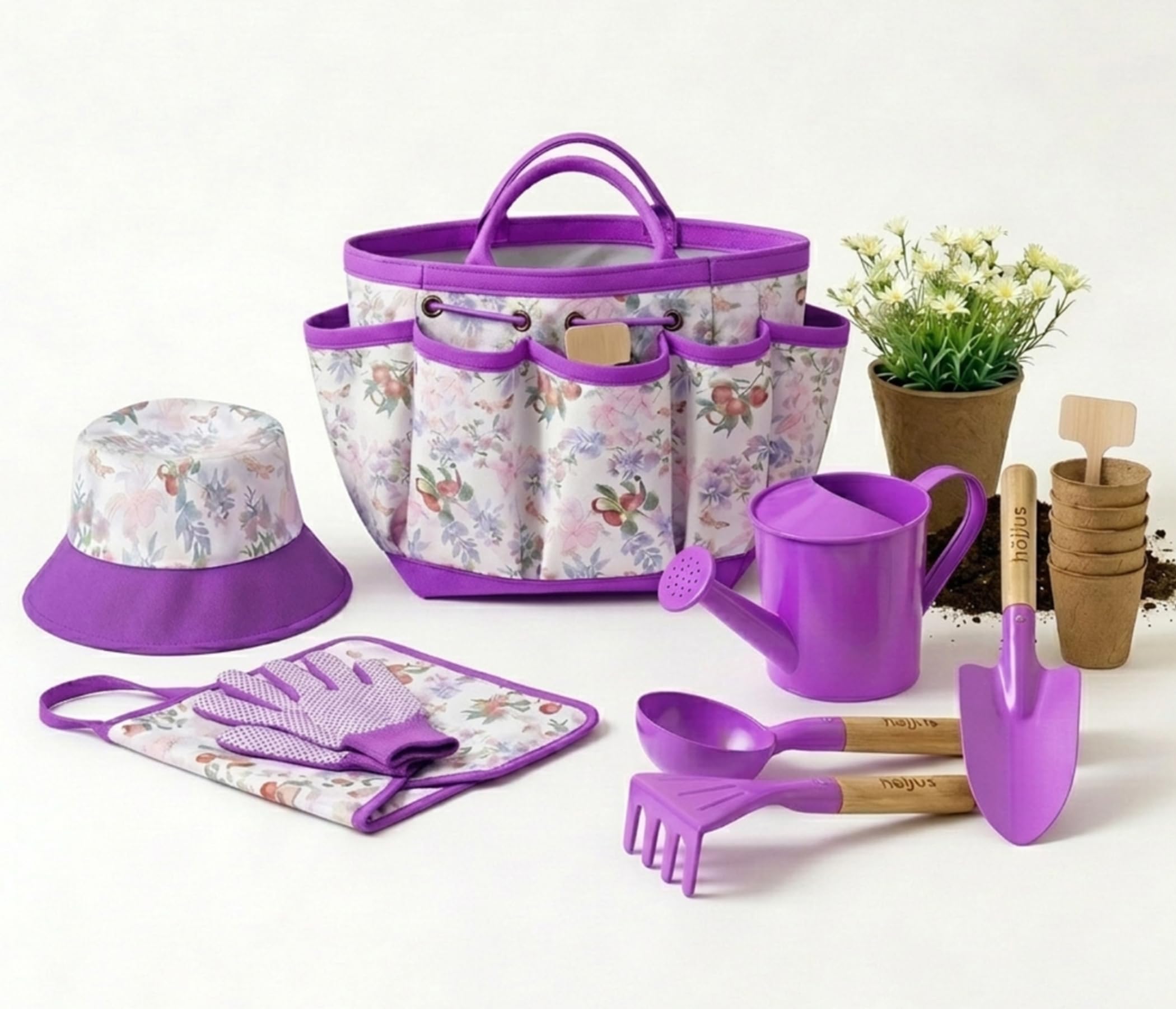 Kids Gardening Set 18PCS Children's Garden Tool Kit Outdoor Garden Toys for Kids with Shovel Shovel Rake Trowel Sprayer etc,Outdoor Tools Fun Toys Gift Sets for Boys, Girls (Purple) — image 1