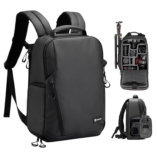 TARION Camera Backpack Waterproof Bag - 12.5L Slim DSLR Backpack with 14'' Laptop Compartment Rain Cover Slim Photography Bag for Men Women Photographers for DSLR SLR Lens Black TRL