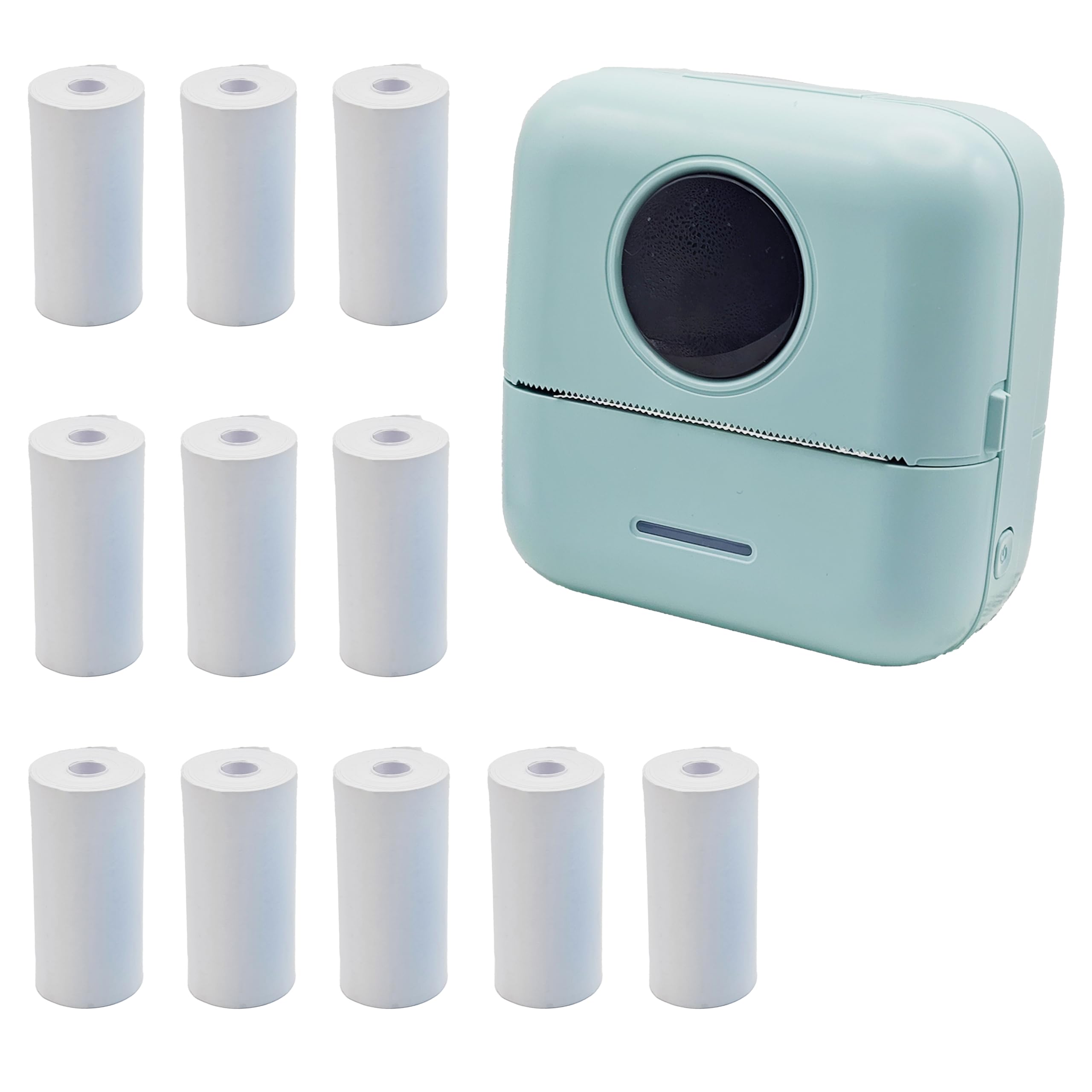 Mini Portable Small Printer Paper Sticker Printer Machine Mini Printer Sticker Printer Study Printer for Pictures Photos Compatible with Android and iOS Bluetooth with 11 Rolls Green-image-10