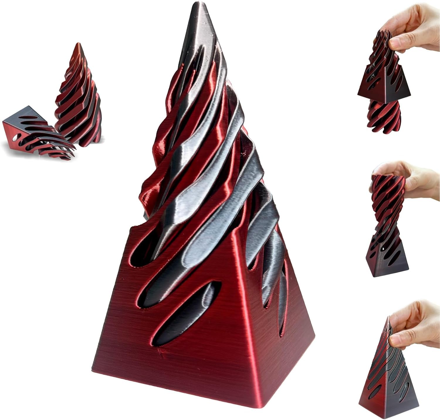 utosday Impossible Cone-3D Printed Spiral Cone Fidget Toy, 4inch Pass Through Pyramid Desk Toy for Adult, Impossible Pyramid Passthrough Sculpture, Airplane Travel Essentials Kids for Stress Relief