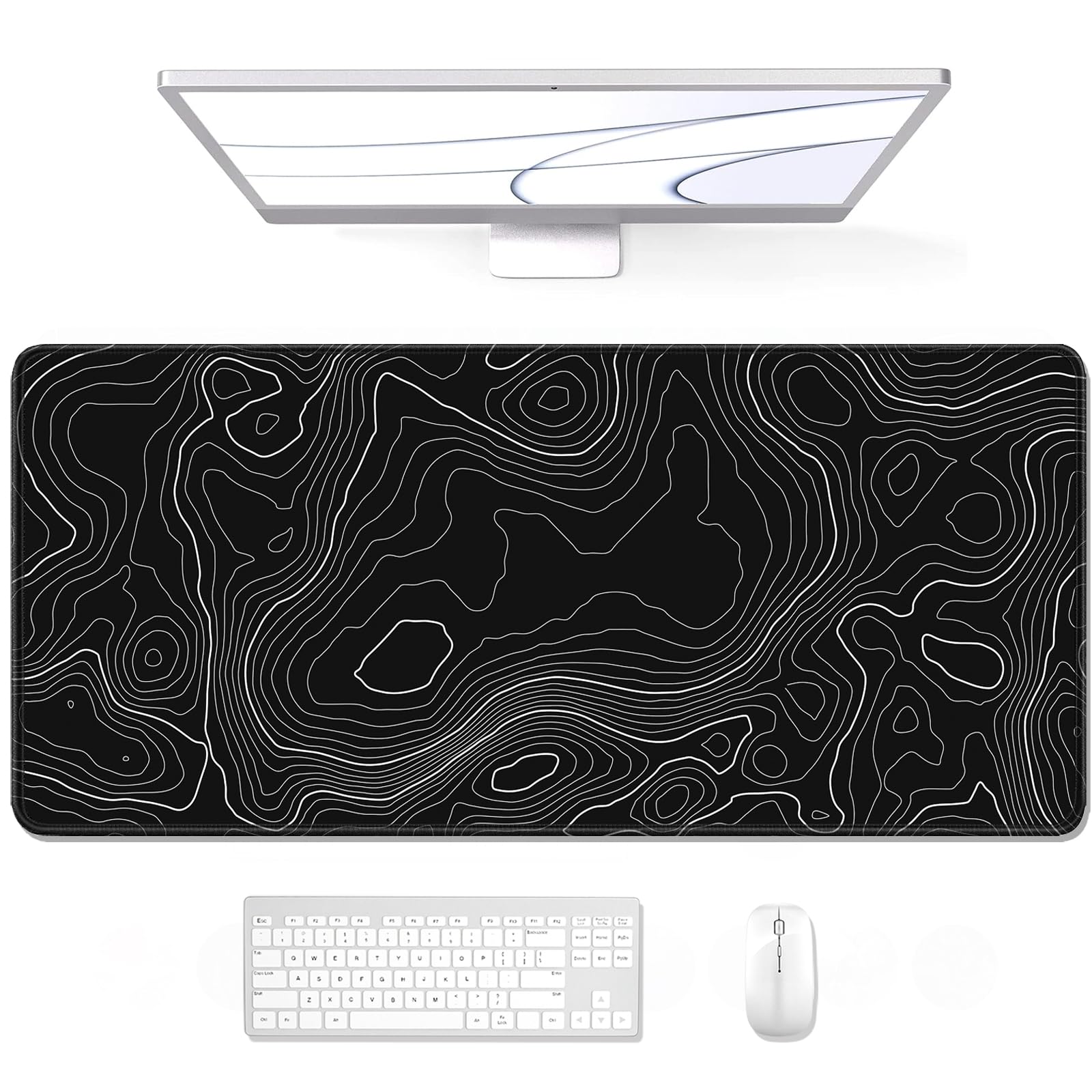 Auhoahsil Large Mouse Pad, XXL Desk Pad, Extened Mousepad 31.5" x 11.8", Non-Slip Rubber Base, Stitched Edges, Superior Surface, Gaming Keyboard Mat,