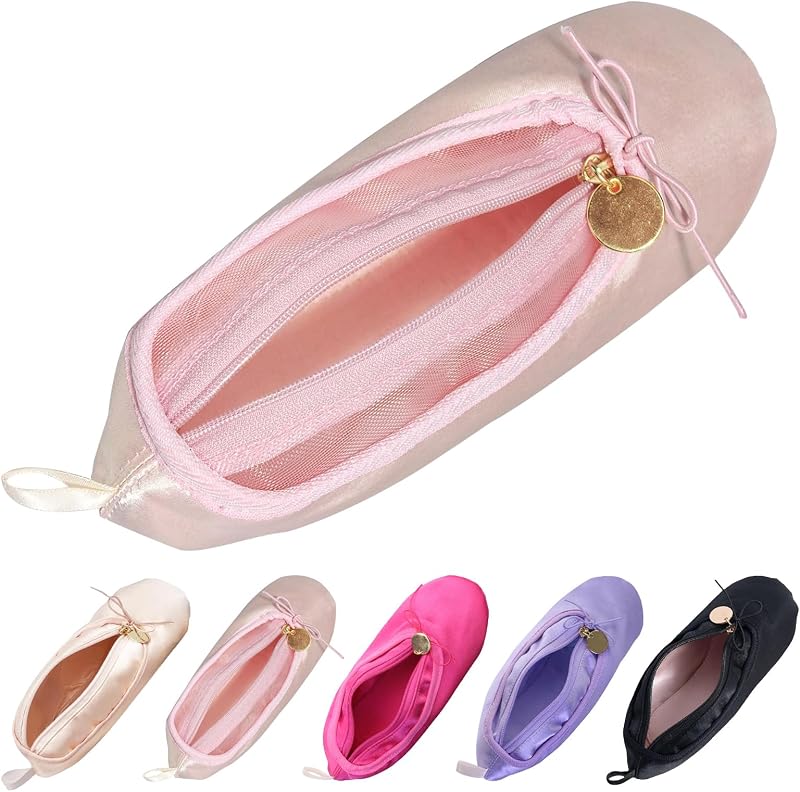 Necessaire de maquiagem PWQEIONC em formato de sapatilha de balé com tela transparente