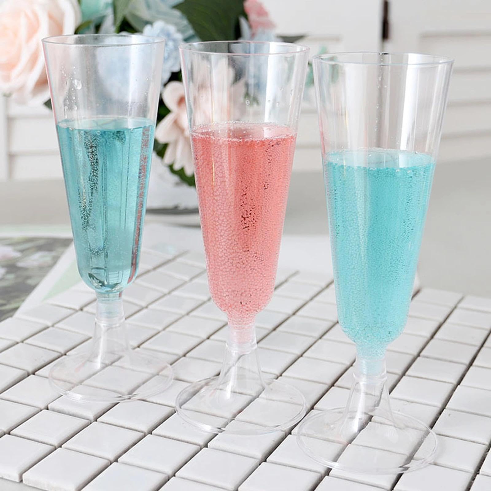 50 Pezzi Bicchieri Champagne, Bicchieri Spumante Plastica, Bicchieri Flute Plastica, Tazze di Plastica Trasparenti, Flute da Champagne in Plastica per Feste, Matrimoni, Compleanni(160ML)