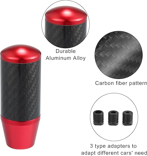 Miniatura 9 de X AUTOHAUX Pomo de palanca de cambios manual automático, palanca de cambios de transmisión, mango de palanca de cambios, patrón de fibra de carbono,