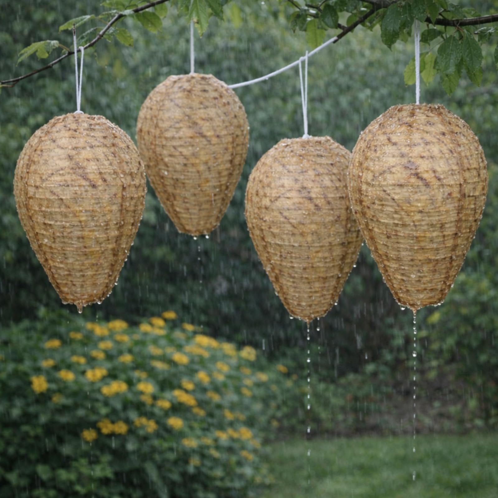 Honoson Lot de 8 leurres de guêpes à suspendre en matériau imperméable pour guêpes, frelons jaunes, maison, jardin, cour et extérieur (marron sable)