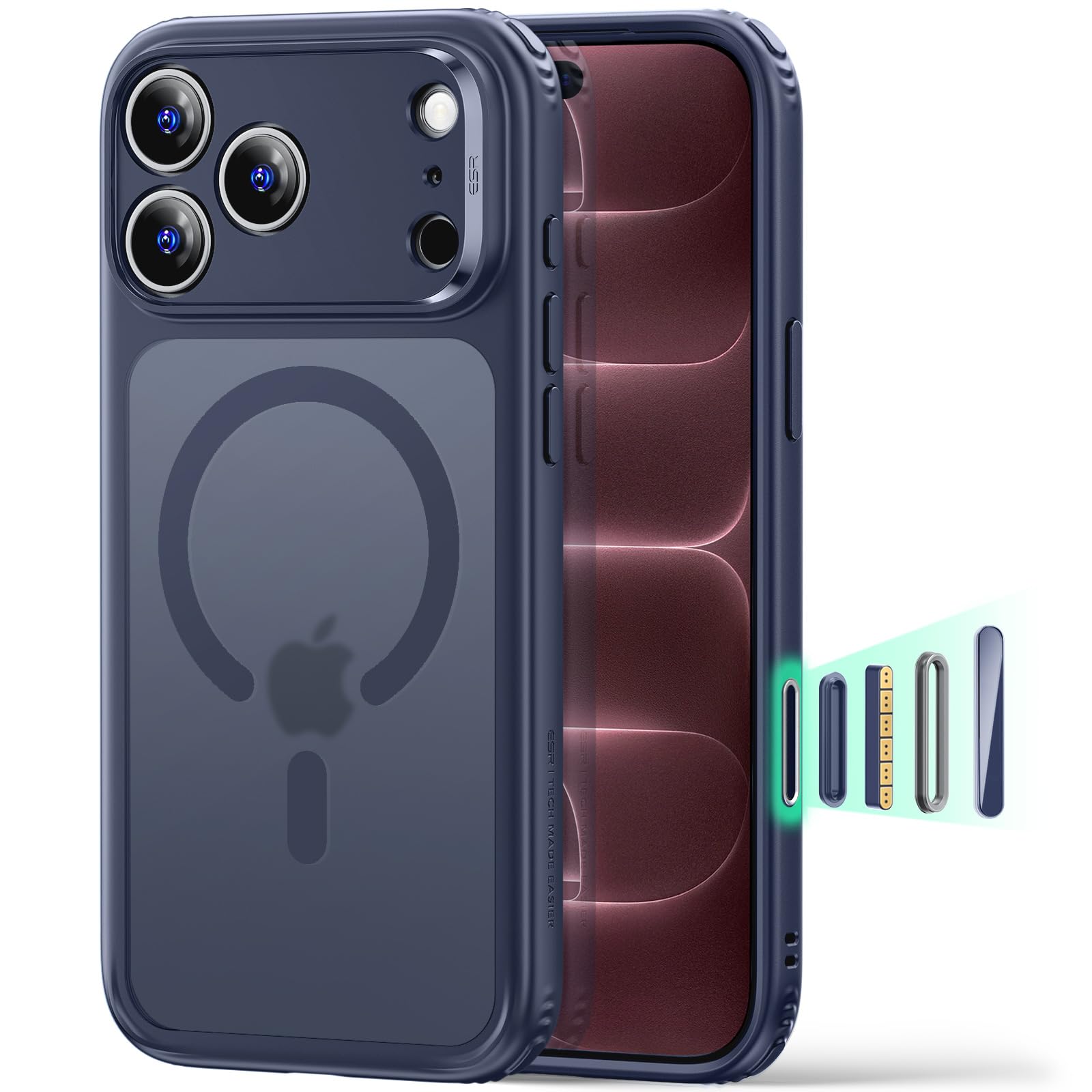 ESR Classic Hybrid for iPhone 18 Pro/17 Pro Case, Frosted Burgundy — Amazon image 11