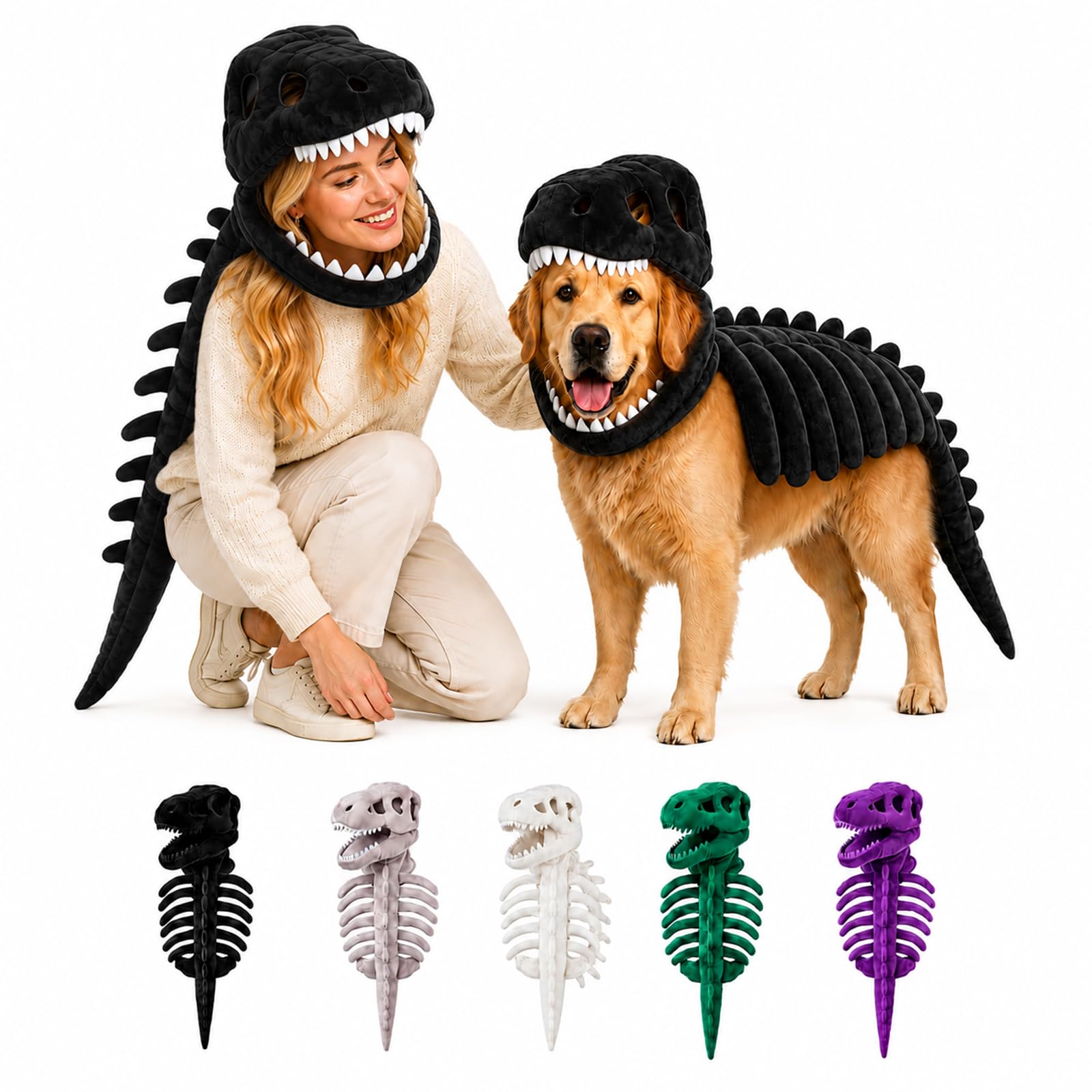 Dog Cat Pet Dinosaur Skeleton Costume, Dog Dinosaur Costume