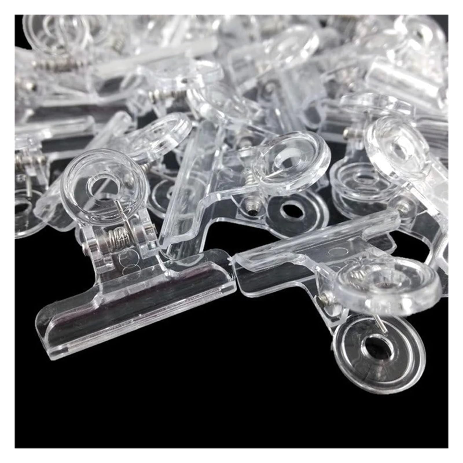 Binderclips 100 Stück Kunststoff-Bulldog-Clips | Kit Utility-Büroklammern Kit Scharnierklammern for den Heim- und Bürogebrauch, transparent