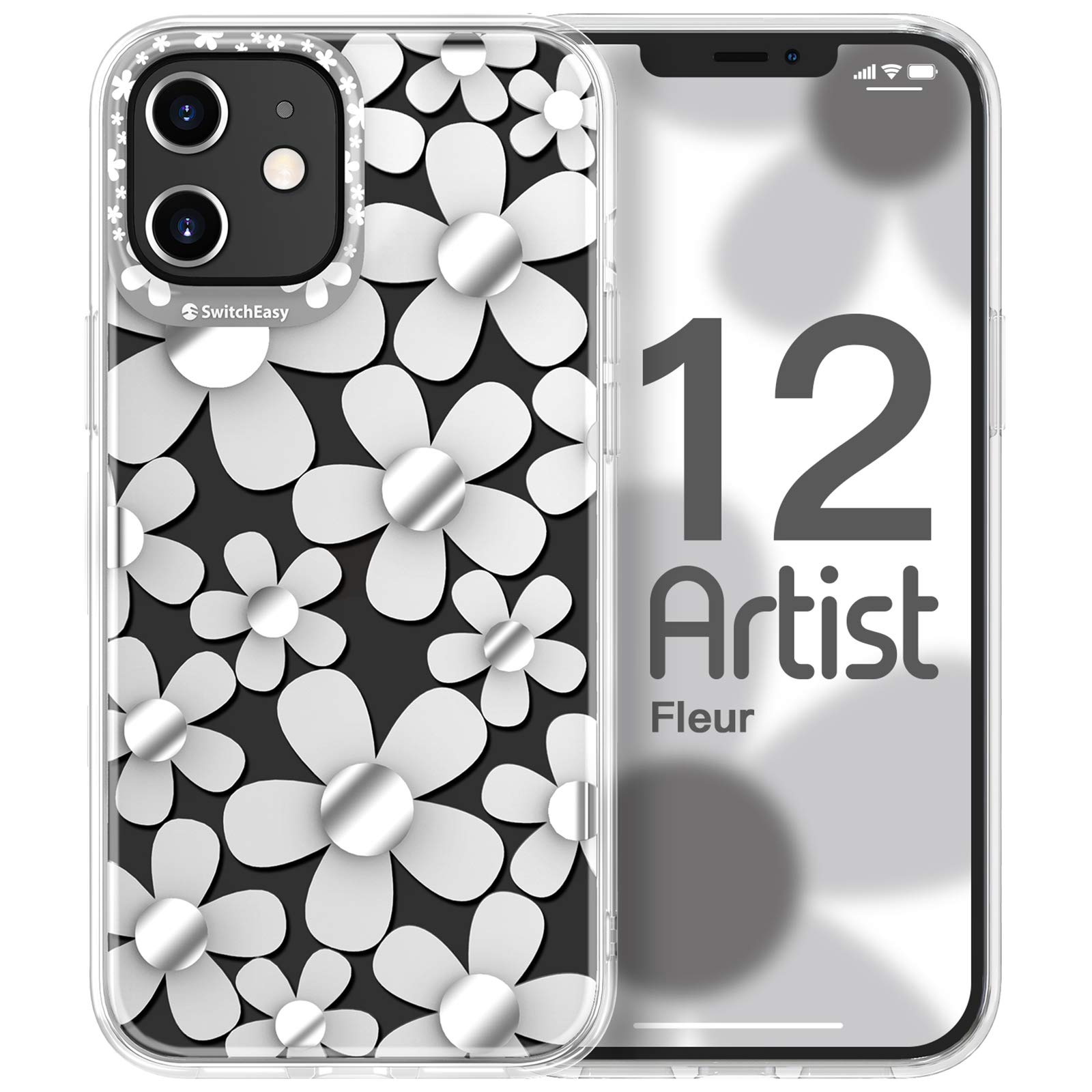 SWITCHEASY Compatible with iPhone 12 Mini Case 5.4 inch(2020) with Natural Flowers, Real Sea Shells Fashion Women Protective Case (Fleur)