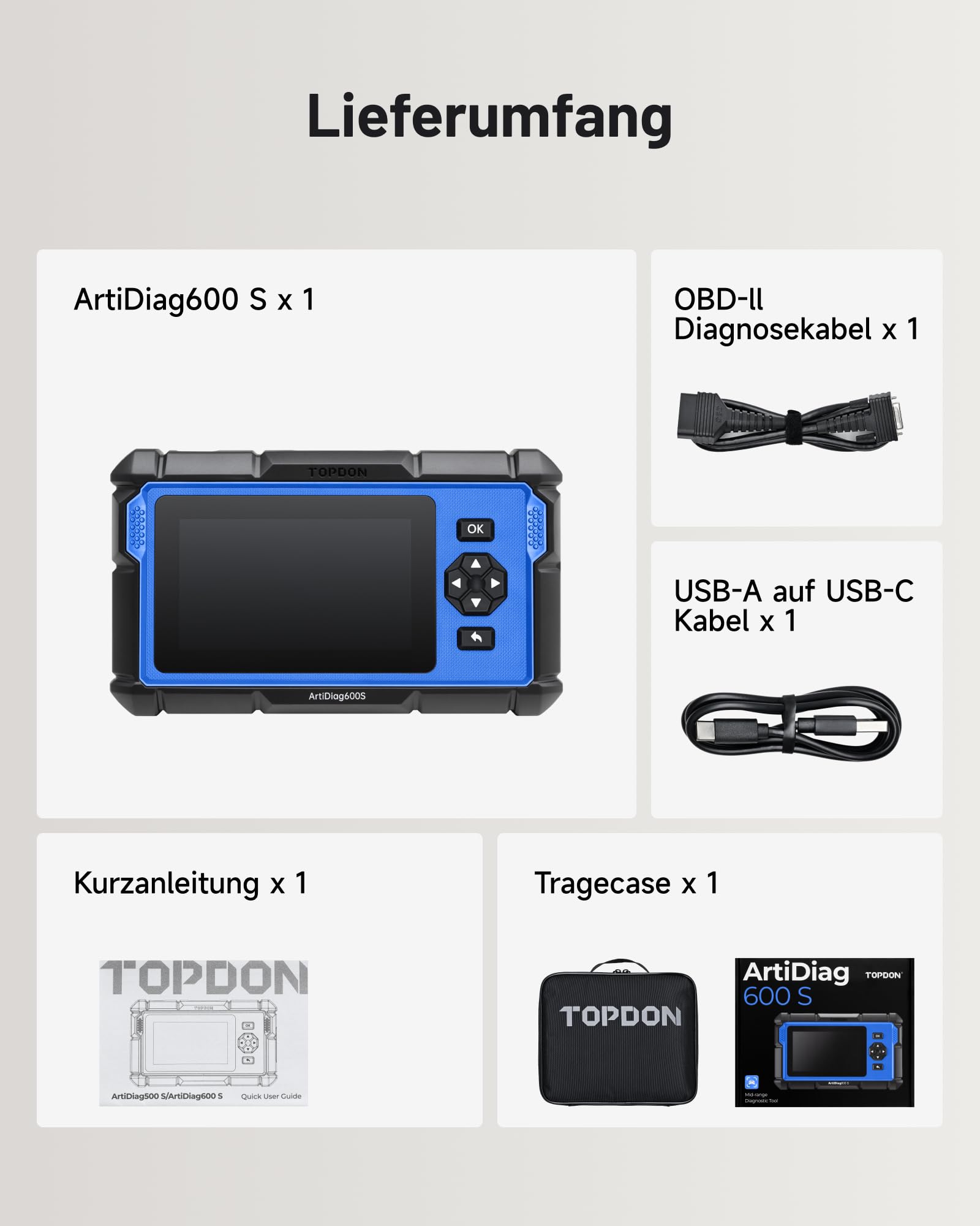 TOPDON AD600S OBD2 Diagnosegerät, Auslesegerät Auto alle Autos für 4 System Diagnose, 9 Servicefunktionen für Öl/DPF/ABS/BMS/SAS, Volle OBDII Funktionen, KOSTENLOSE LEBENSLANGE Updates