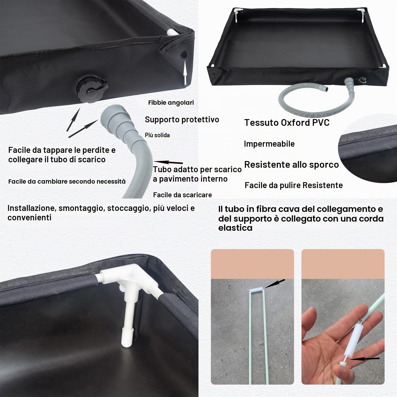 Piatto Doccia Portatile Pieghevole 80×80×10 cm,Base Doccia Impermeabile con Tubo di Scarico – Soluzione compatta per tenda e roulotte,Pratico per doccia da campeggio,Camper,Auto e animali domestici