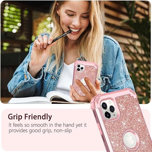 Miniatura 7 de LONTECT Funda para iPhone 11 Pro Max con purpurina brillante 3 en 1, a prueba de golpes, resistente, cuerpo completo, resistente funda protectora