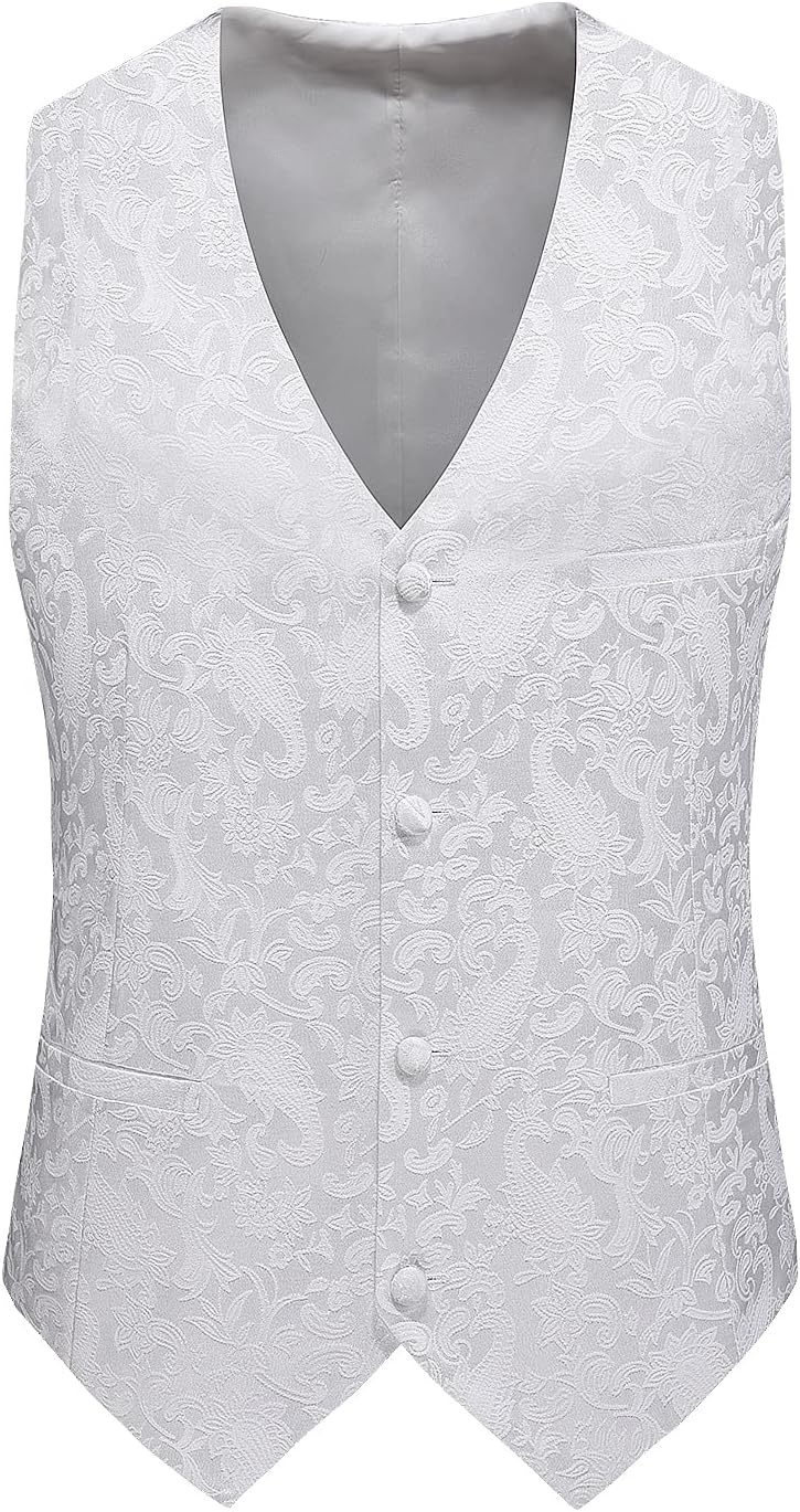 UNINUKOO Mens Suits Slim Fit 3 Piece Jacquard Suit 1 Button Shawl Collar Wedding Formal Tuxedo for Men - Image 2