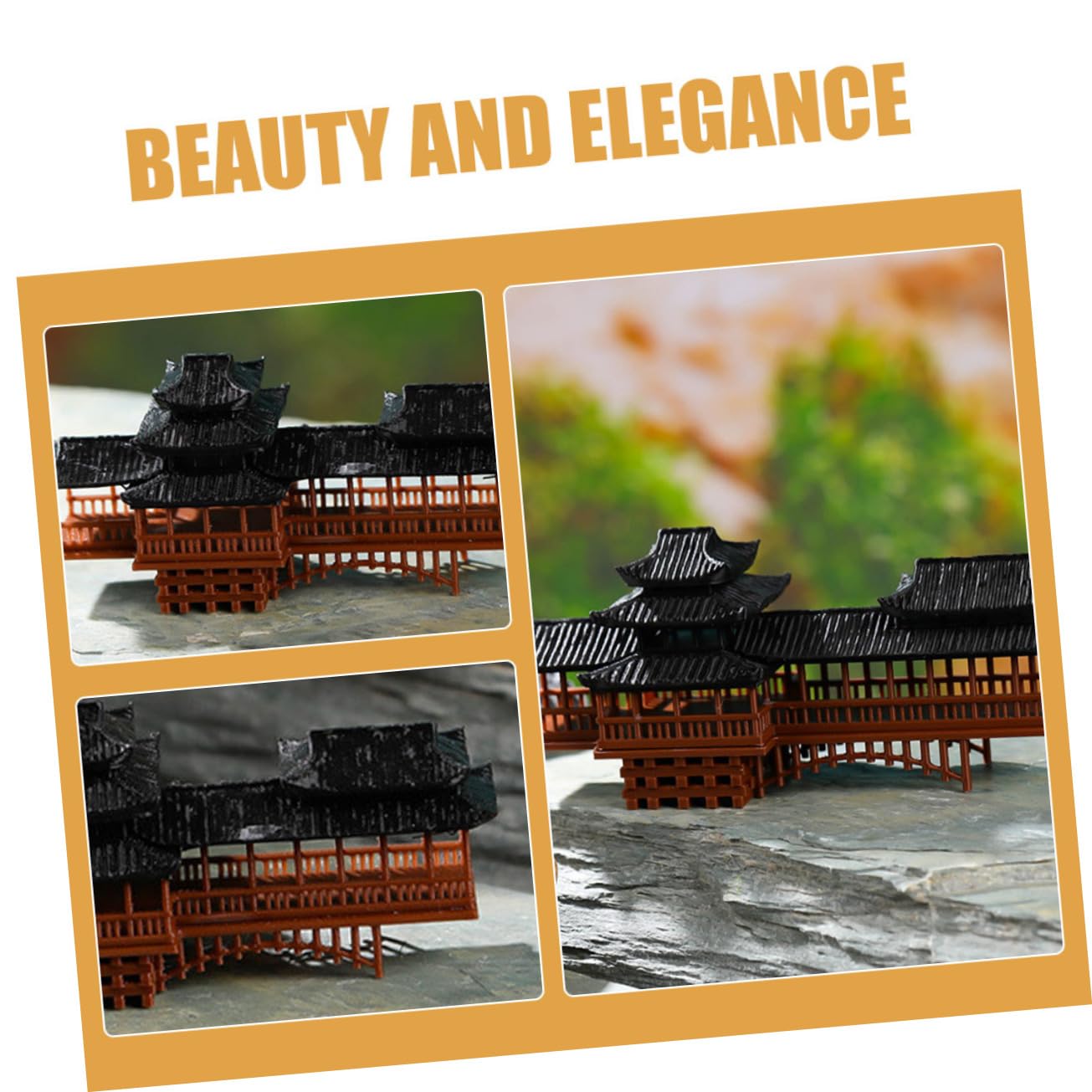 Cabilock Figurine de Mini Pavillon en Plastique Résistante aux Intempéries Détails Fins, Décor de Jardin Asiatique pour Dollhouses et Aquariums, Style Architecture Chinoise Traditionnelle