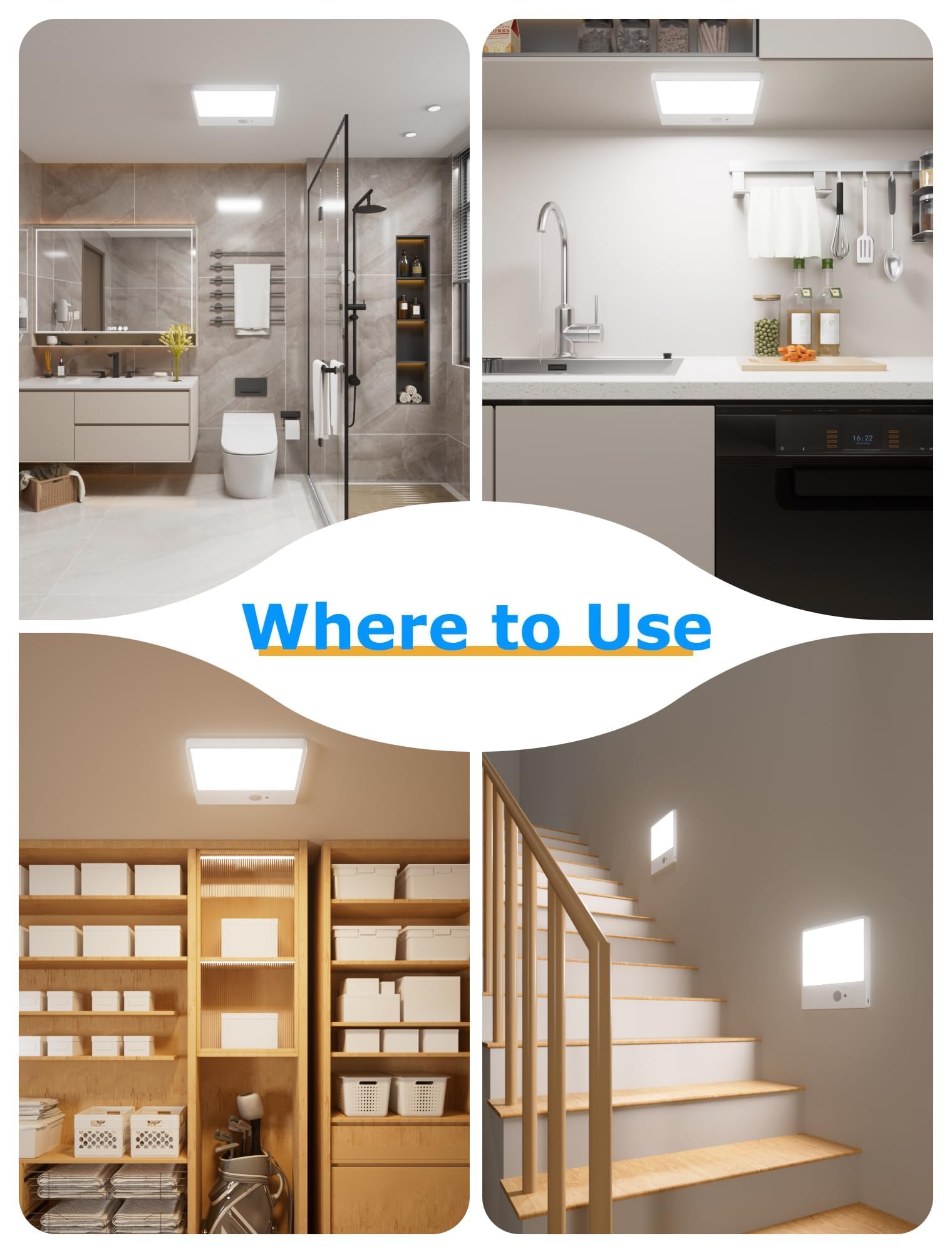 Plafonnier LED Rechargeable sans Fil avec Détecteur de Mouvement, 3 Températures de Couleur Réglables, Télécommande, Lampe Plafond Magnétique 7000mAh pour Salle de Bain Garage Escalier Cuisine