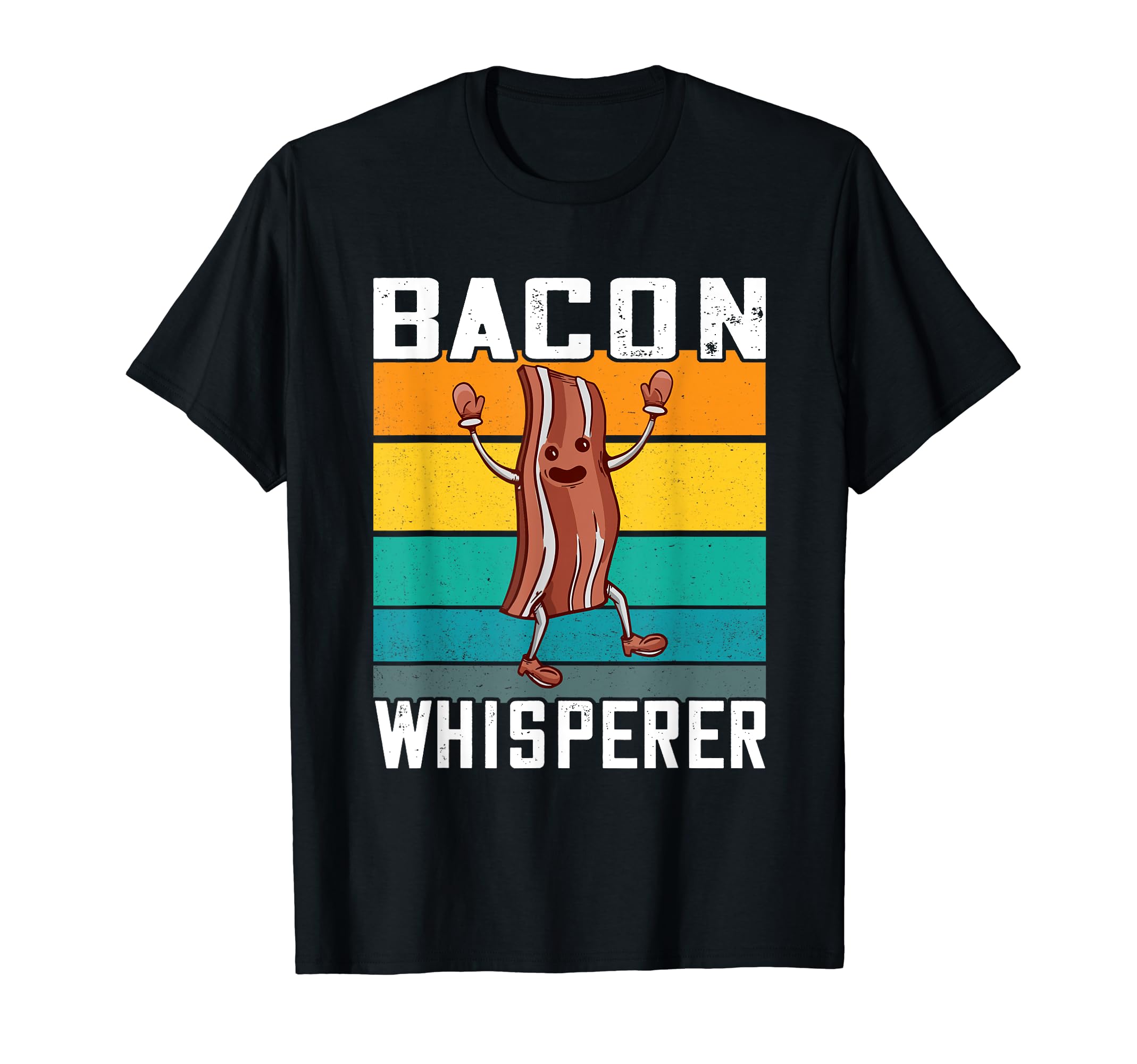 Funny Meat Strip Breakfast Food LoversBreakfast Strips Retro Bacon Whisperer Crispy Bacon Lover T-Shirt