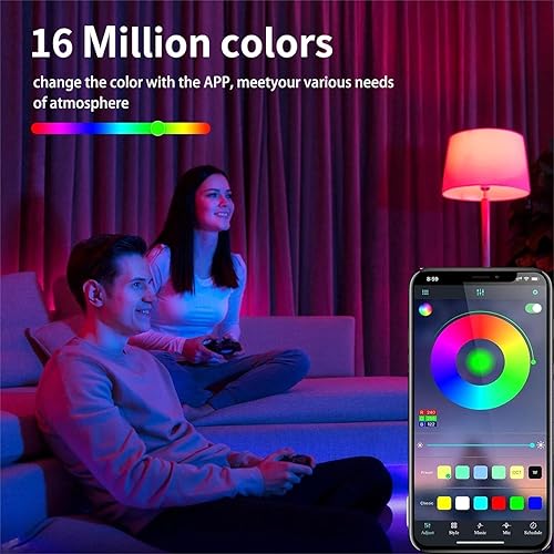 Miniatura 3 de Tira de luz de neón LED RGB, 16.4 pies, 12 V, cuerda de neón flexible con adaptador y control remoto de 44 teclas, sincronización de música, tira de