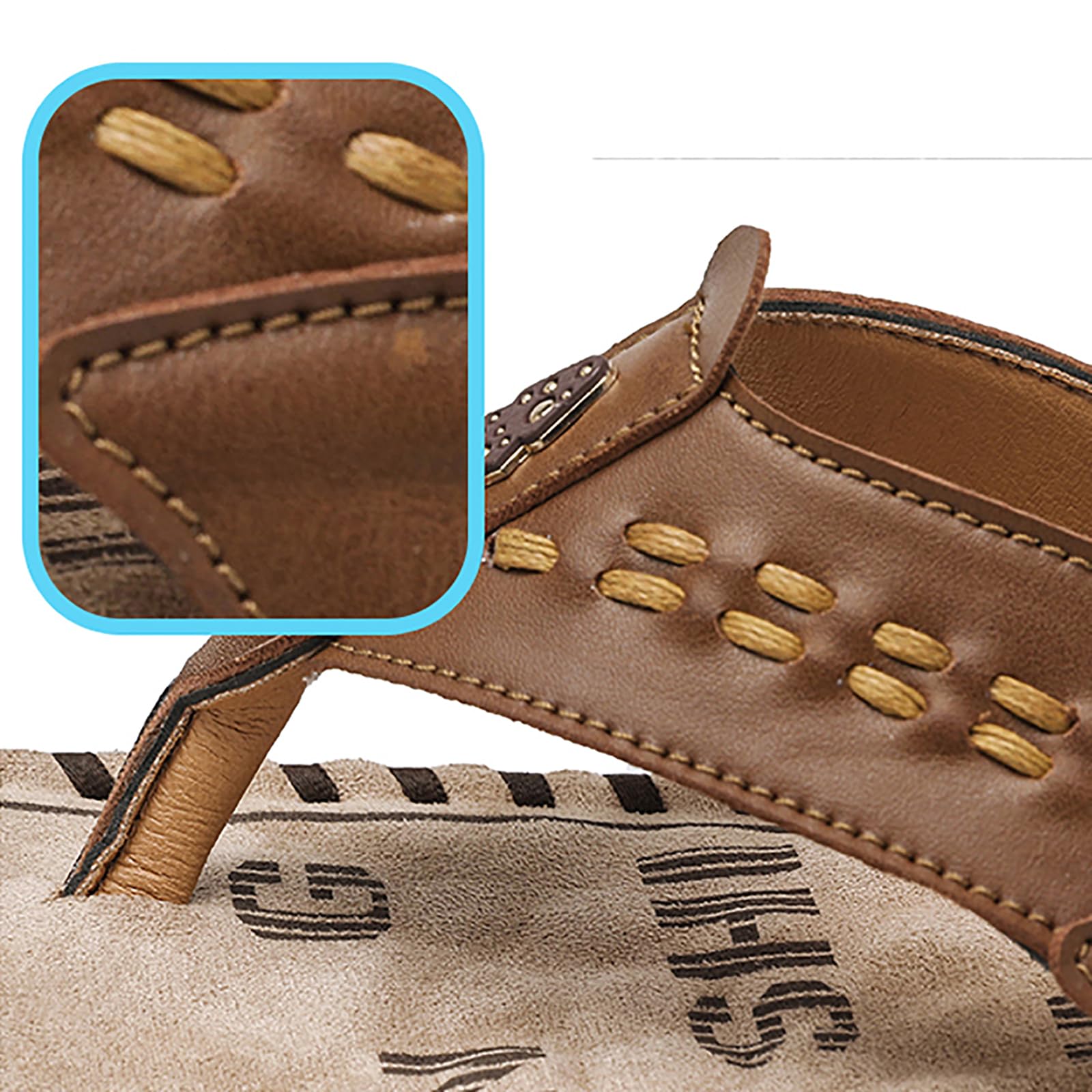 Chanclas de Cuero Hombre Casual Chanclas de Playa Verano Antideslizantes Sandalias(Size:42 EU,Color:Marrón)