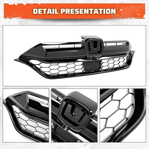 Miniatura 4 de Kojem Parrilla de parachoques delantero compatible con Honda CRV CR-V 2020-2022 Reemplazo para parrilla de panal 71121-TLA-A60 08F21-TLA-100B