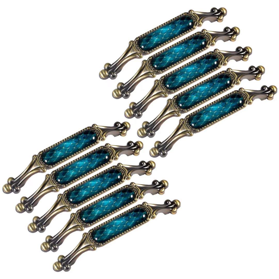 10 Stück Luxus-Vintage-Möbelgriffe, Elegante Bronze, Küchenschrankknöpfe und Griffe, Kleiderschrank, Türgriff, Schubladengriffe (Lochabstand 96 mm) (Farbe EIN Lochabstand 128 mm)