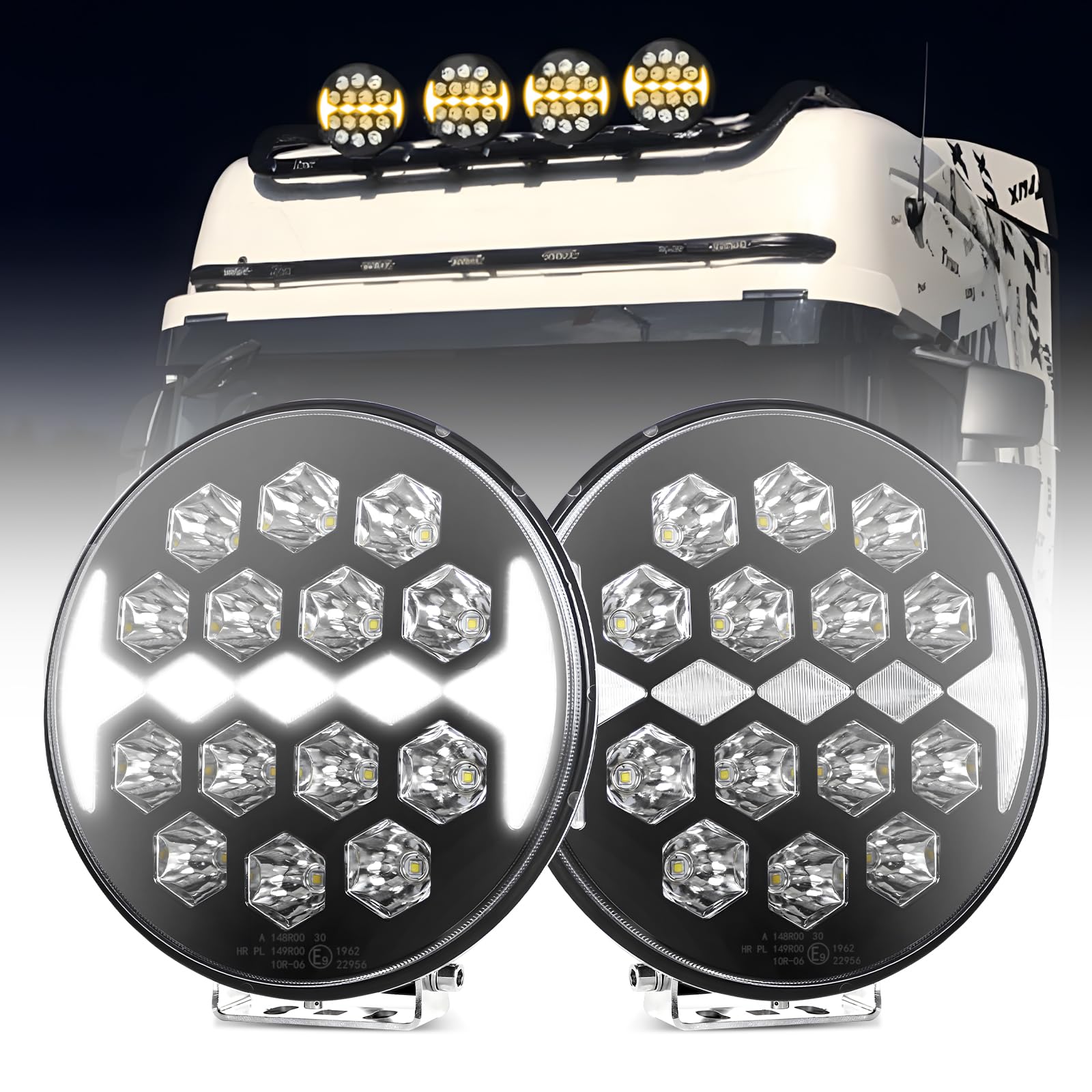 CO LIGHT 9 Zoll 2PCS LED Fernscheinwerfer 12/24v，120W 32000LM Runder Arbeitsscheinwerfer mit ECE Zulassung Tagesfahrlichter Willkommenslichter für Traktor Geländewagen Bagger SUV ATV LKW