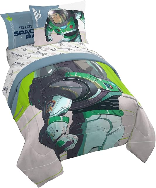 Jay Franco Disney Pixar Lightyear Ready to Go 5 Piece Twin Size Bed Set - Includes Comforter & Sheet Set - Bedding Features Buzz - Super Soft Kids Fade Resistant Microfiber (Official Product)
