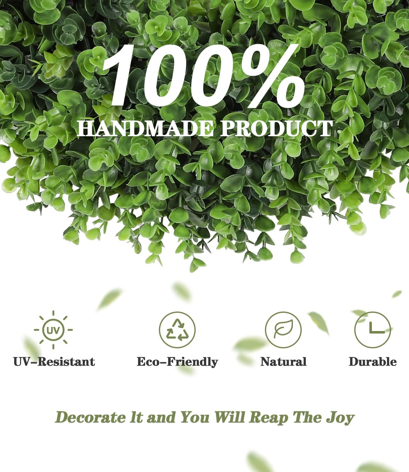 PLANT'D 24inch Boxwood Wreaths for Front Door All Seasons Artificial Preserved UV Resistant Green Winter Spring Summer Door Wreath for Outdoor Indoor Farmhouse Porch All Year Roun -with Sash