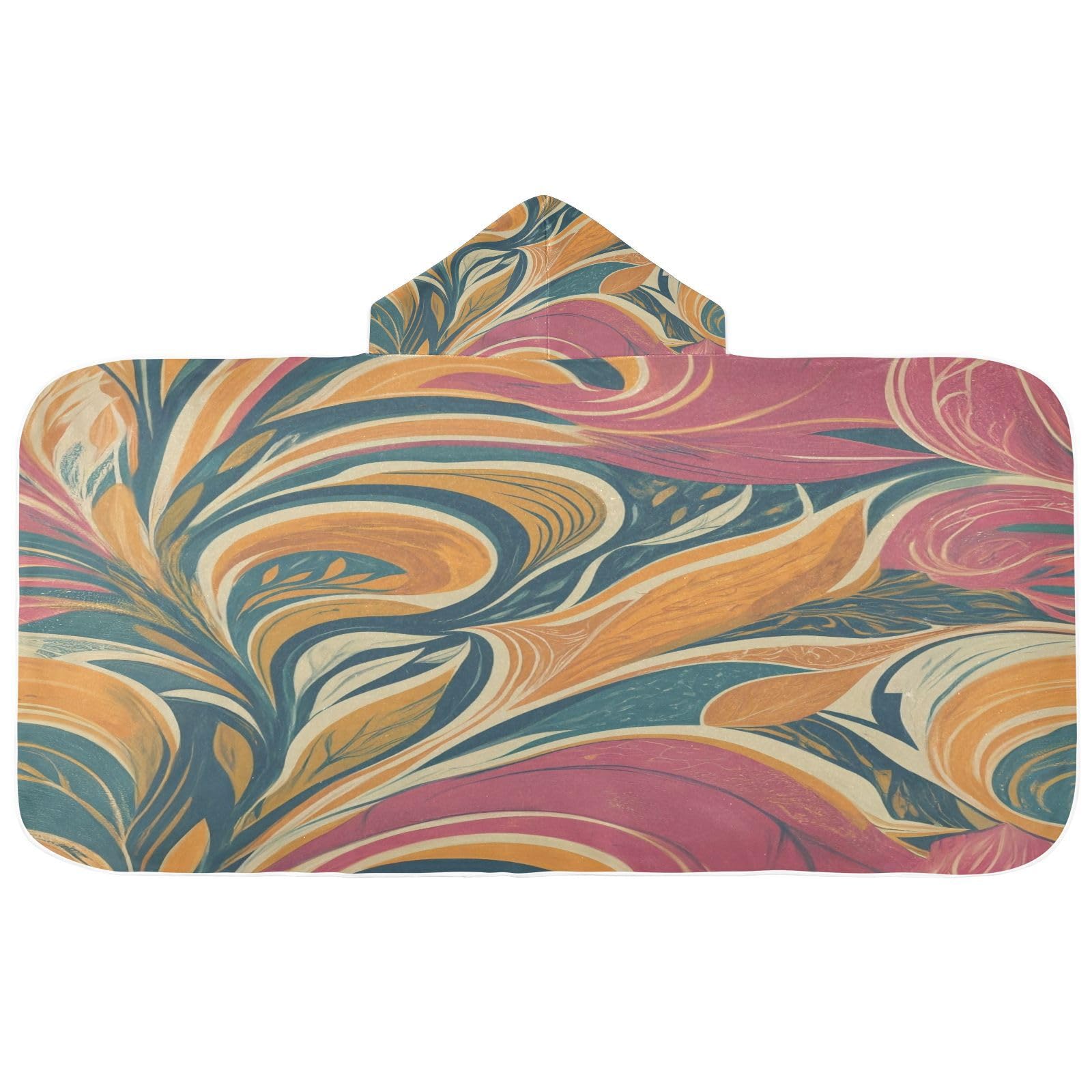 Kigai Abstract Pattern Hooded Beach Towel for Kids Soft Absorbent Quick Dry Bath Towel with Hood Lightweight Toddler Shower Pool Bath Wrap for Boys Girls